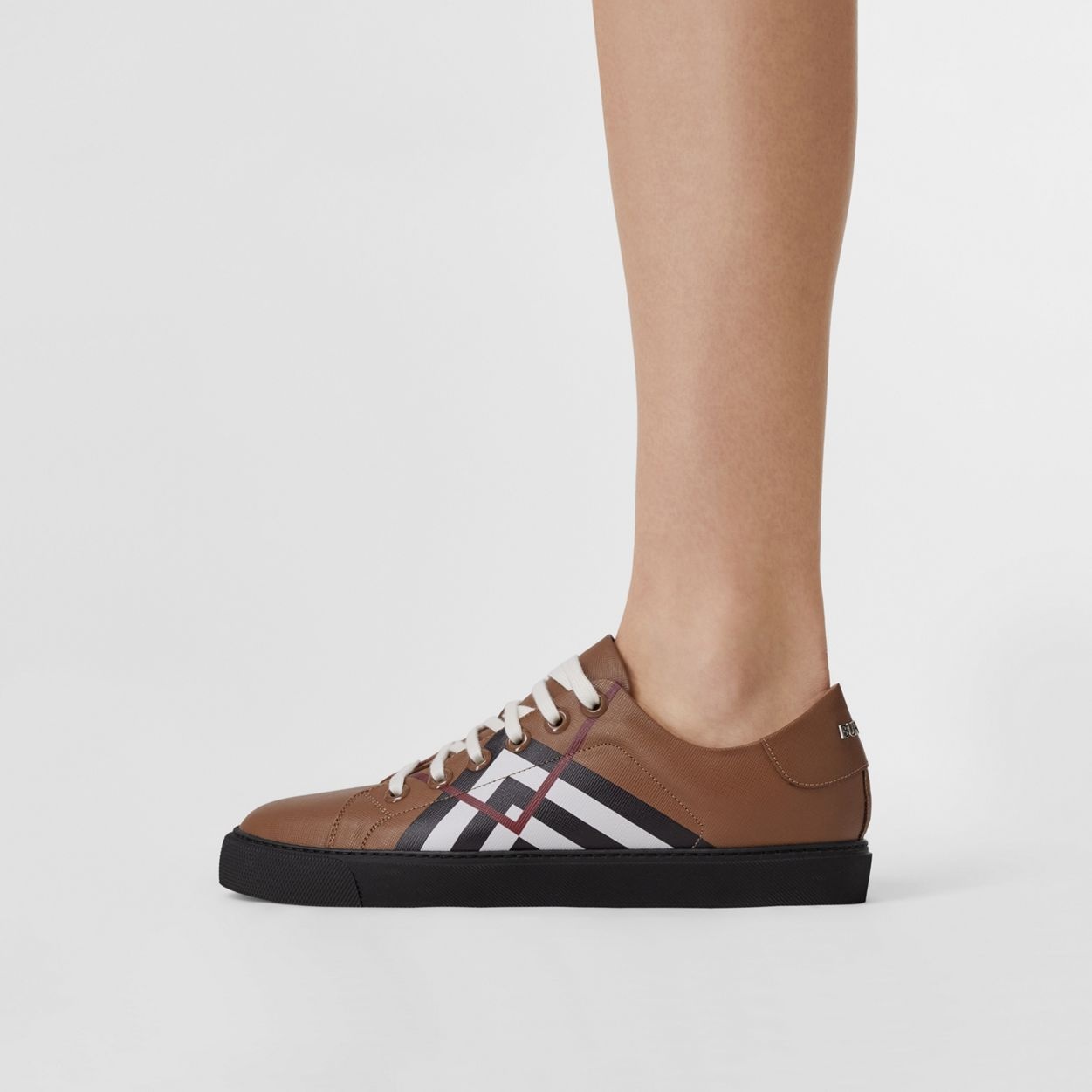 Chevron Check Leather Sneakers - 3