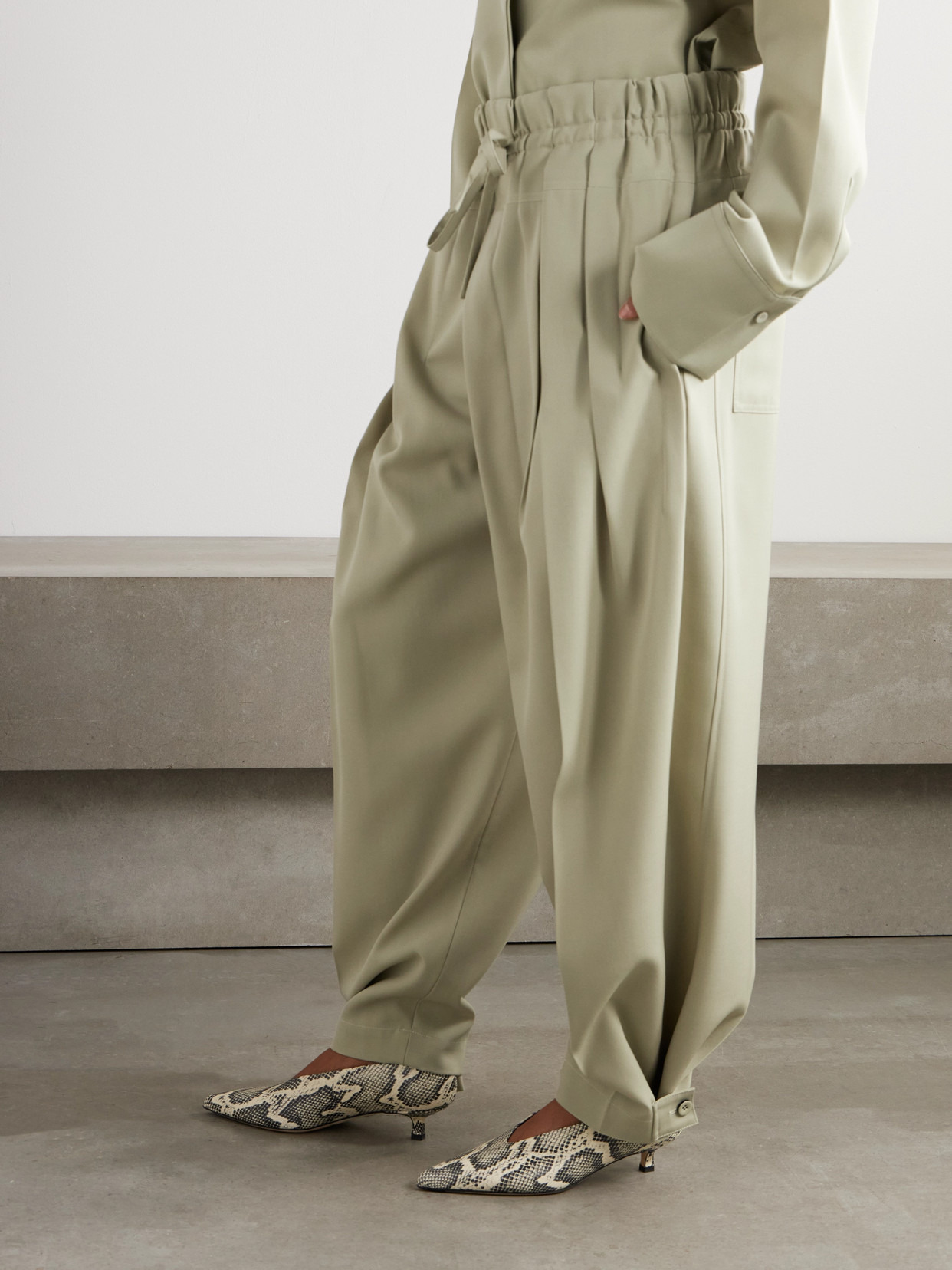 Pleated Wool-twill Wide-leg Pants - 5