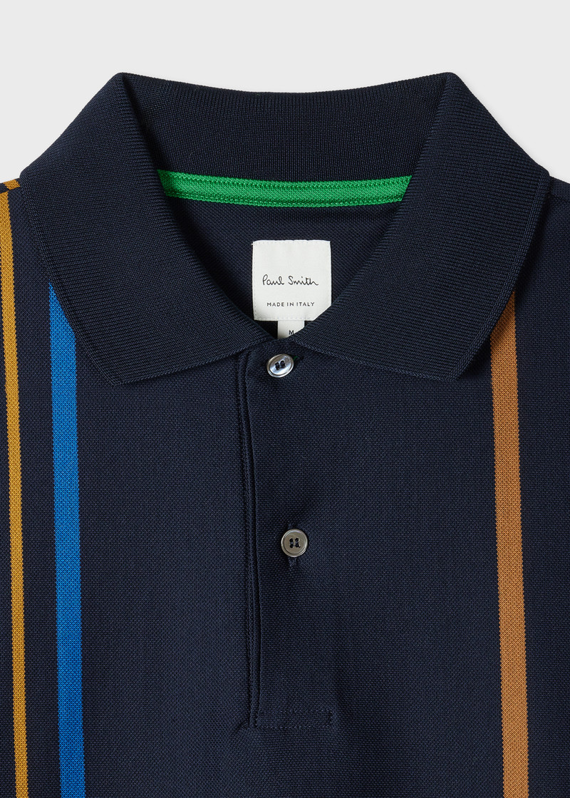 Paul Smith Navy Stripe Cotton Polo Shirt outlook