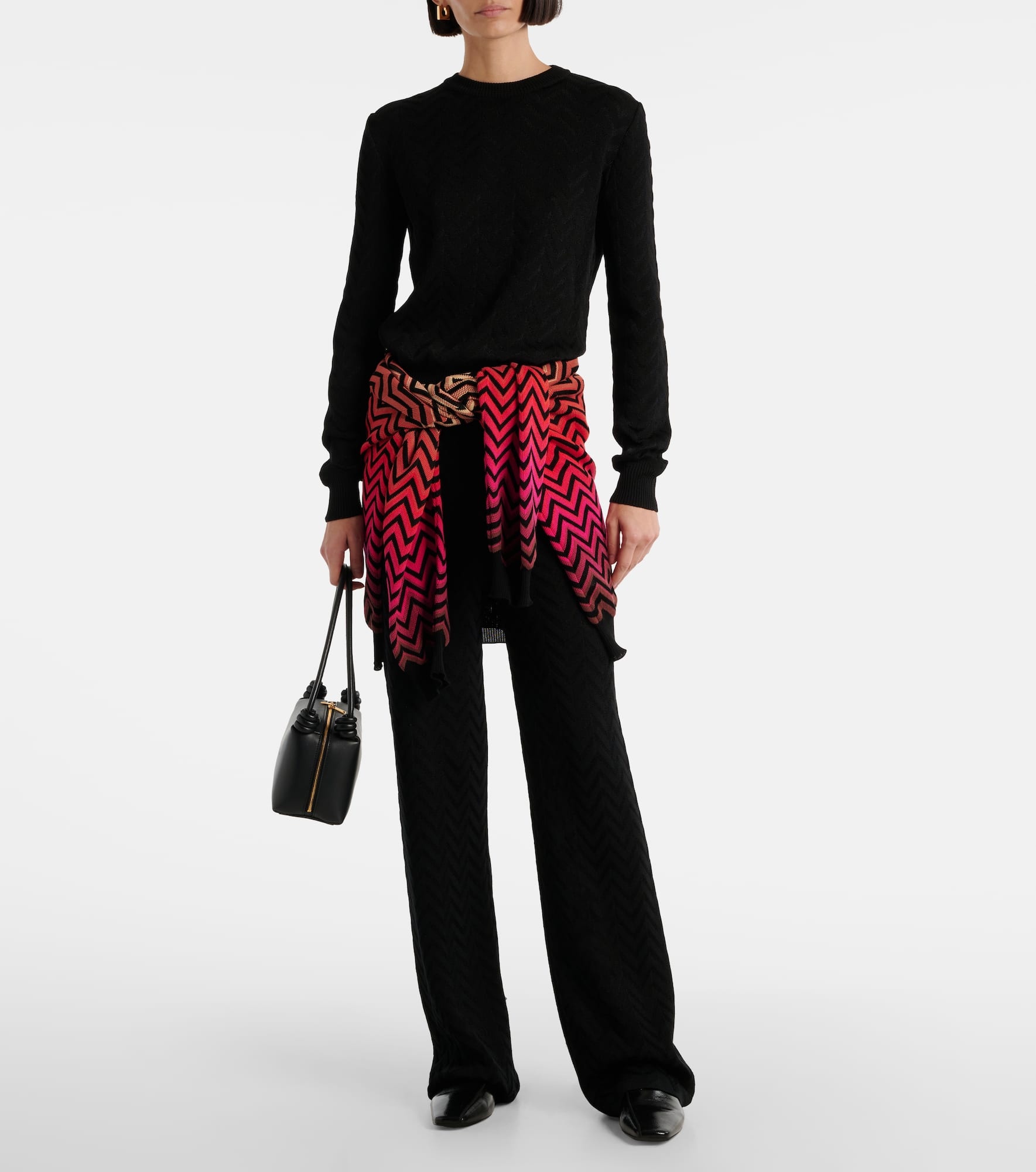 High-rise cotton-blend wide-leg pants - 2
