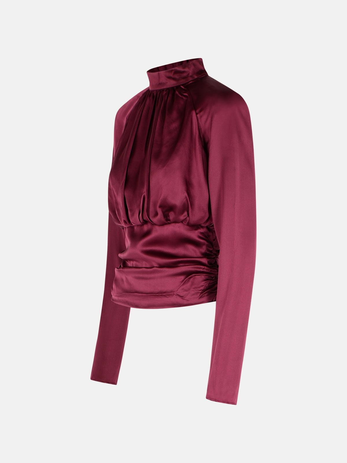 'KALA' BURGUNDY SILK BLOUSE - 2