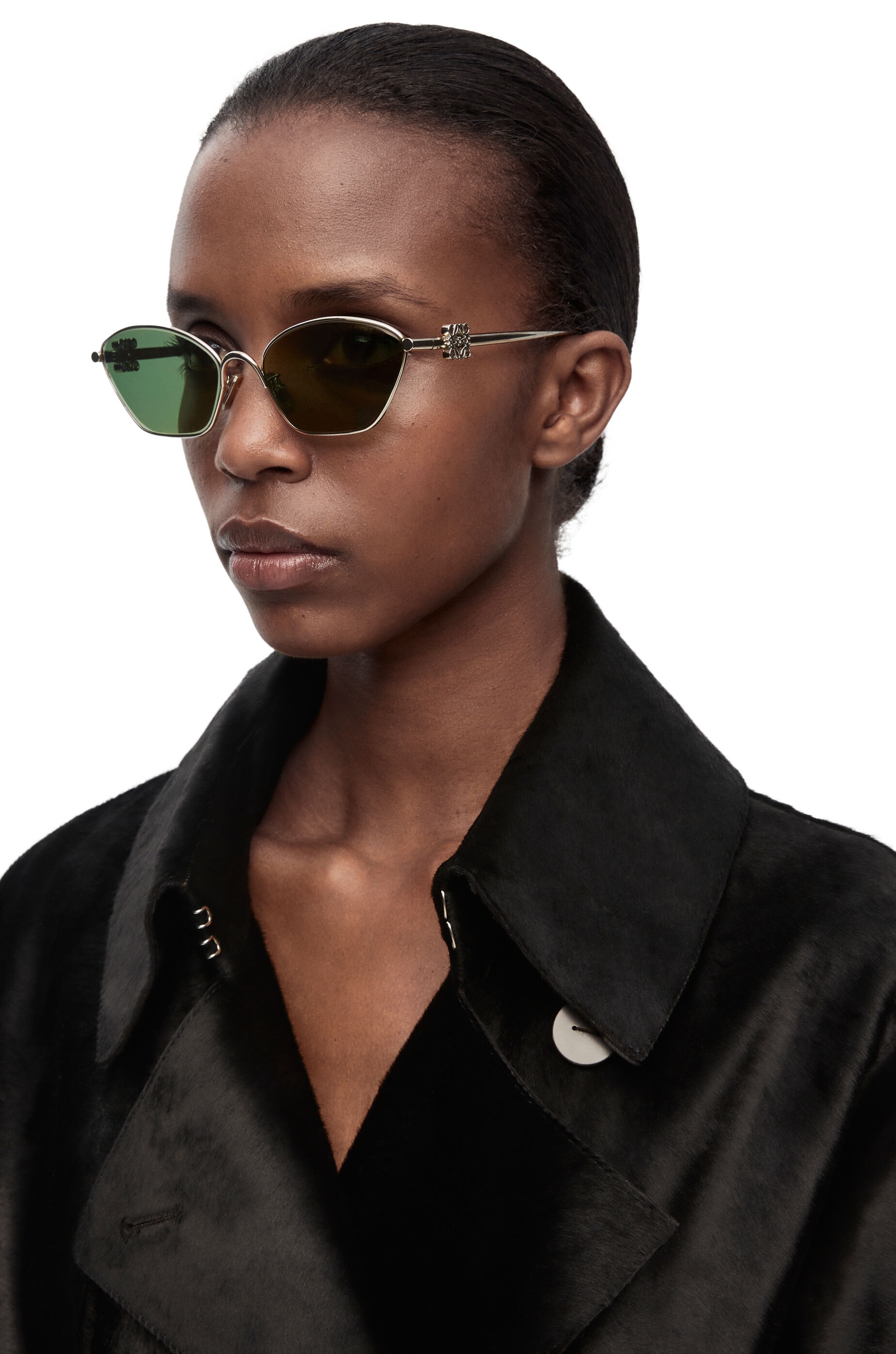 LOEWE Gold Anagram Hexagonal Sunglasses