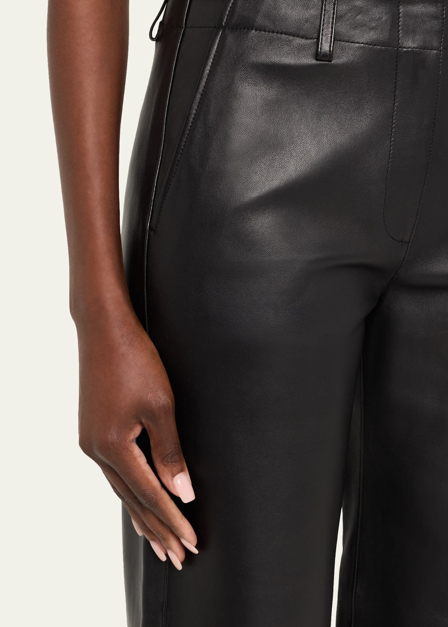 Straight-Leg Lambskin Leather Pants - 5