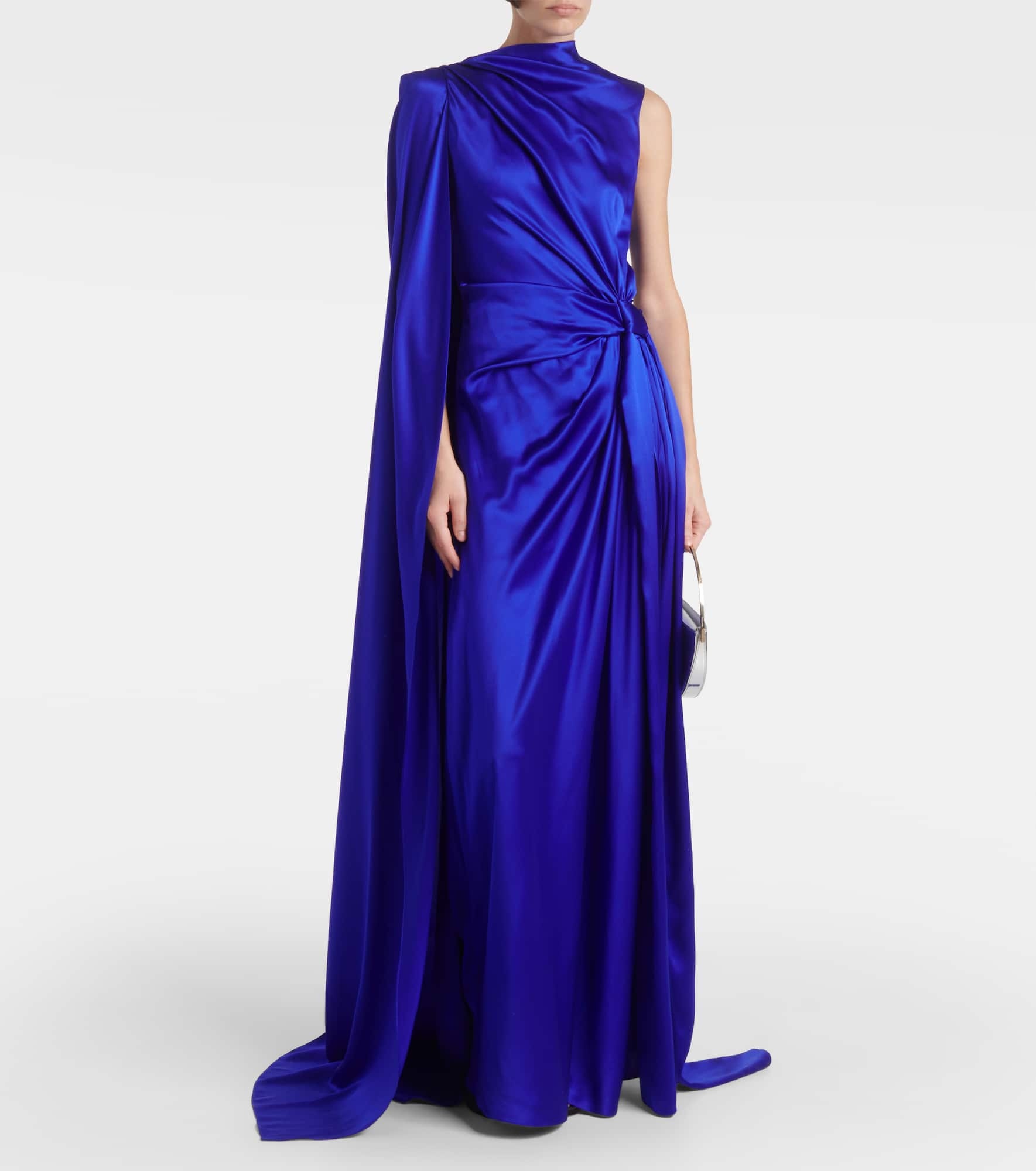 Asymmetric draped silk gown - 2