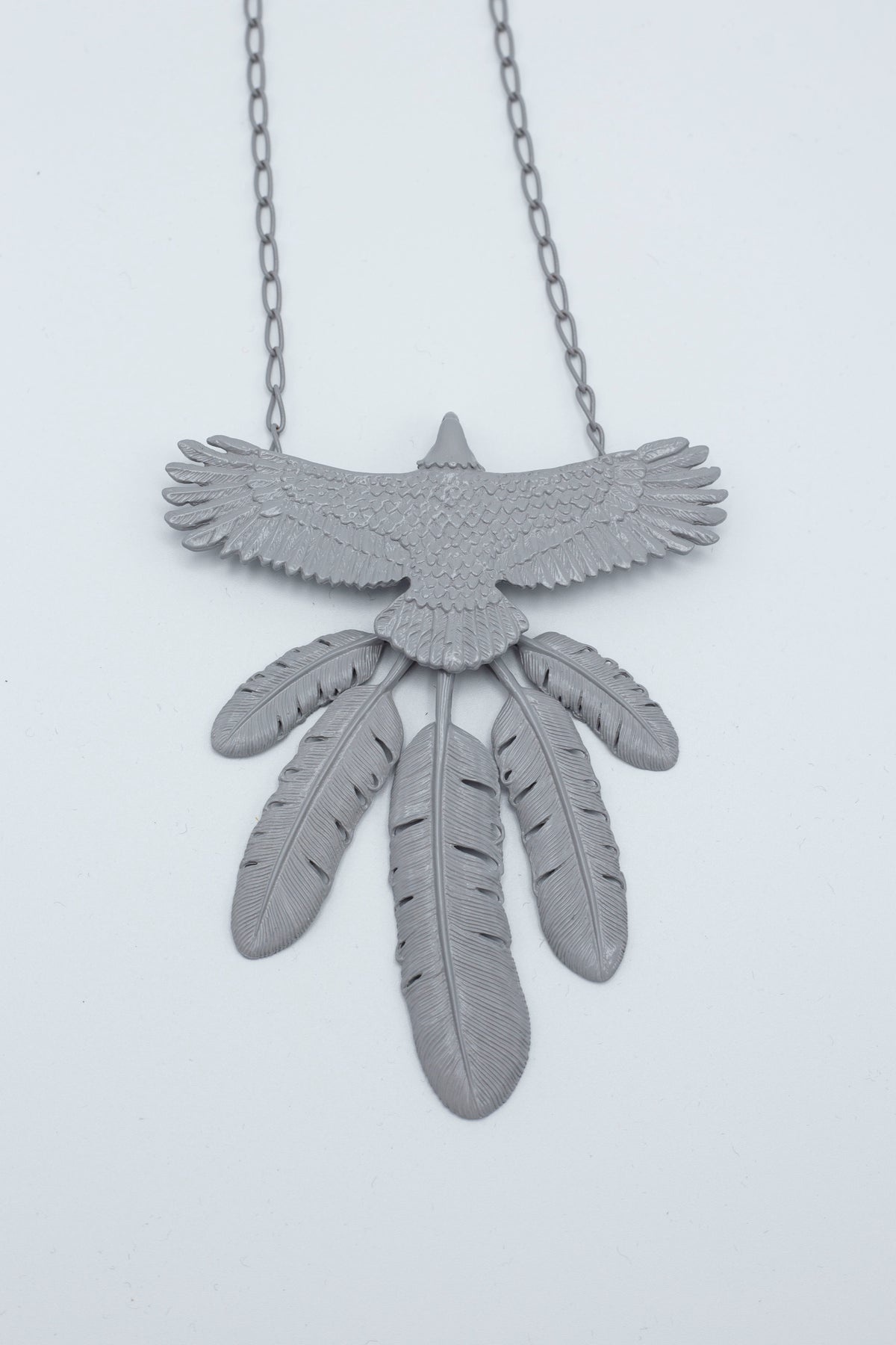 Laquered EAGLE Necklace - Grey - 1