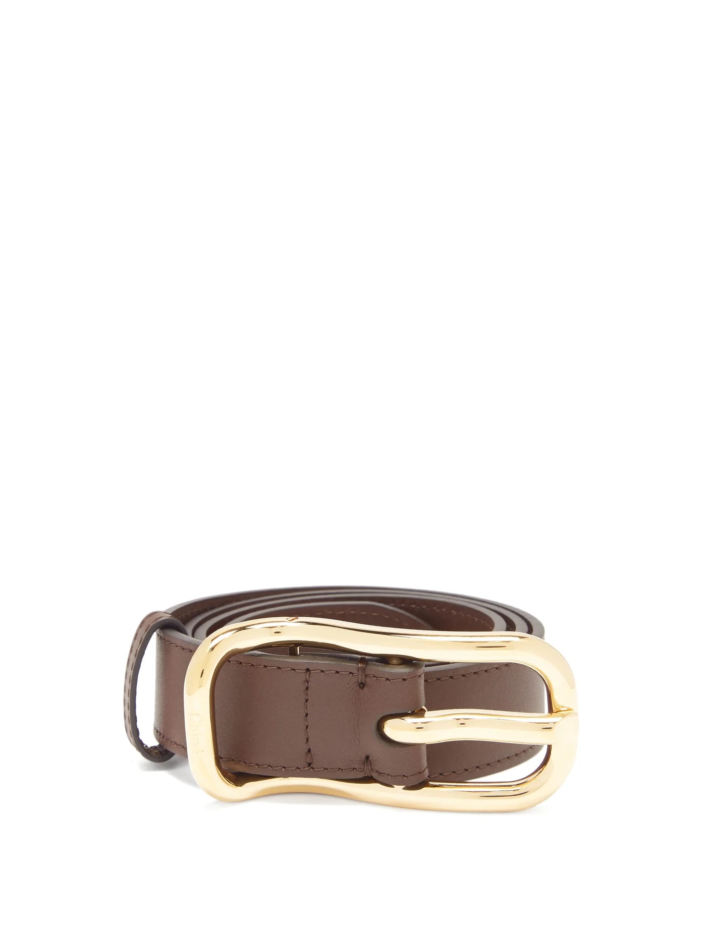 Logo-engraved leather belt - 1