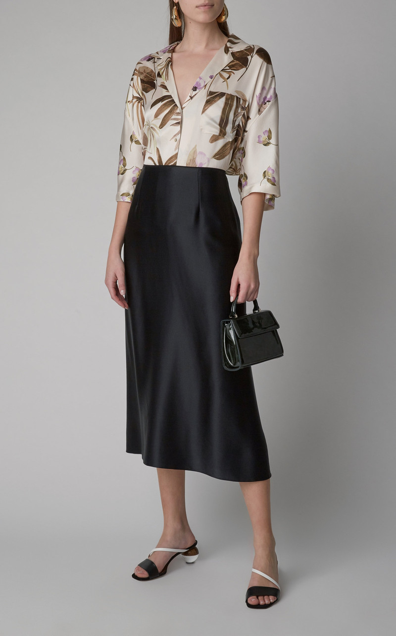 Vince Silk-Satin Midi Skirt black outlook
