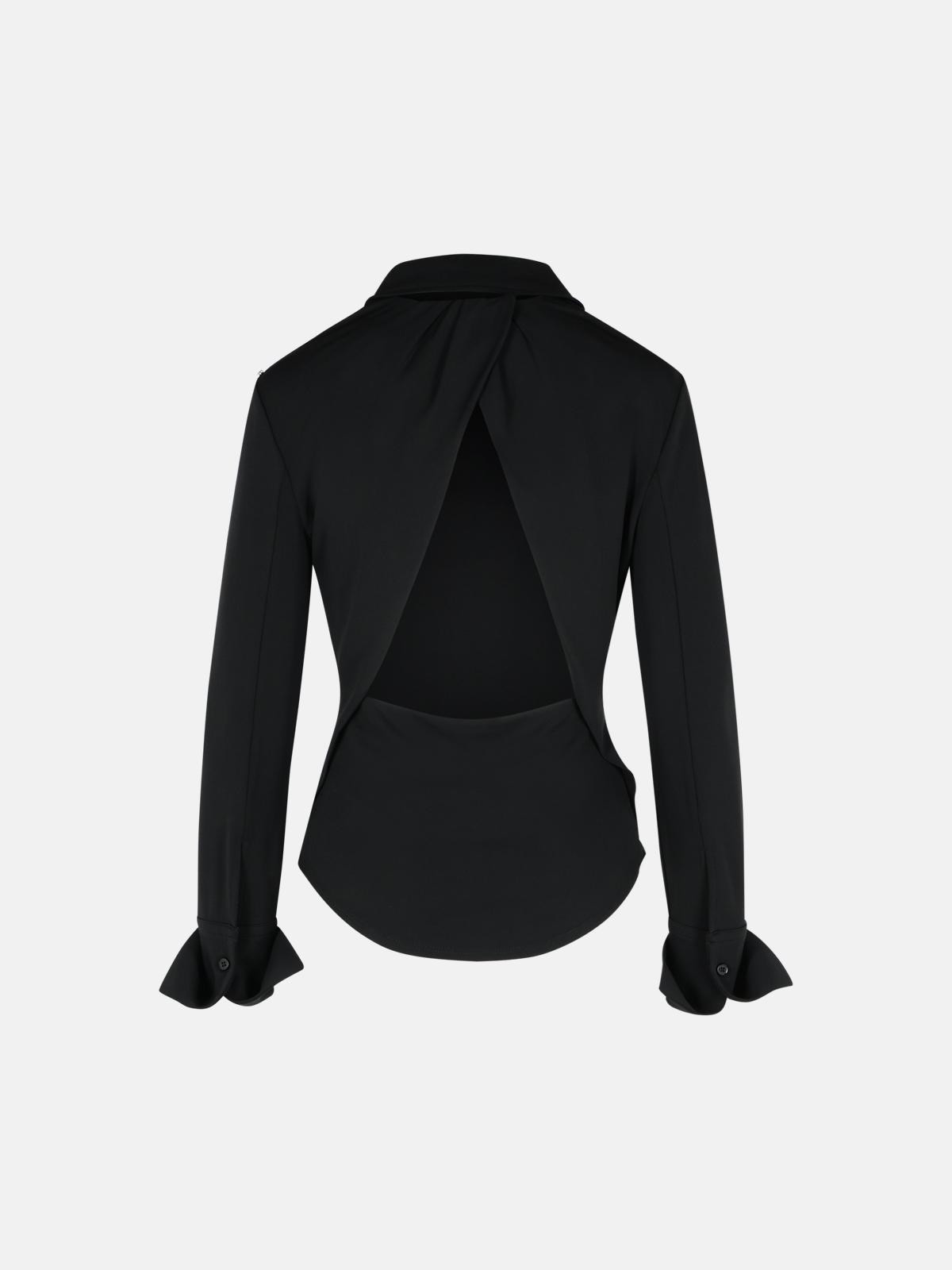 'CANDIDO' BLACK VISCOSE POLO SHIRT - 3