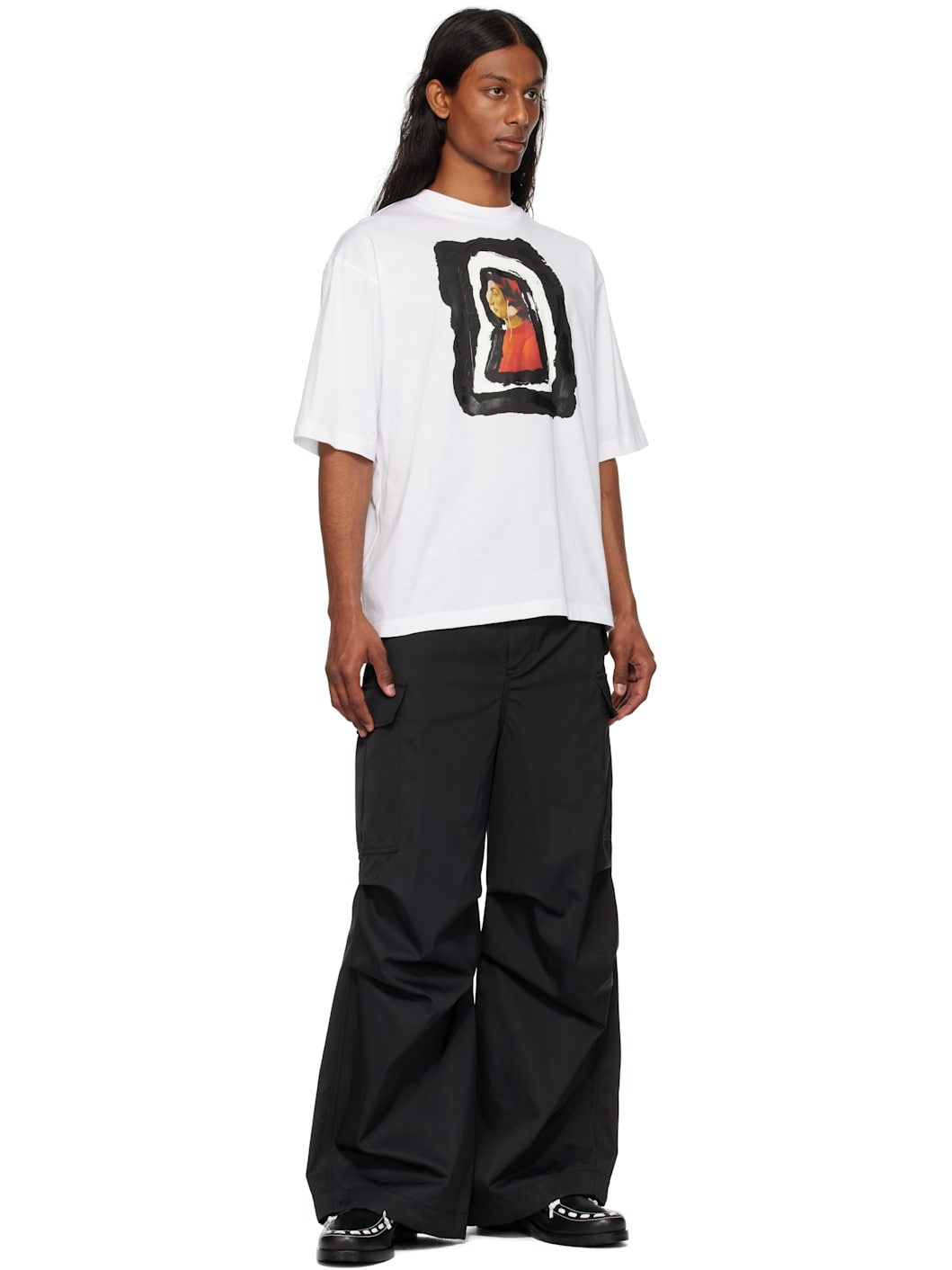 White Dante Print Cotton T-shirt - 4