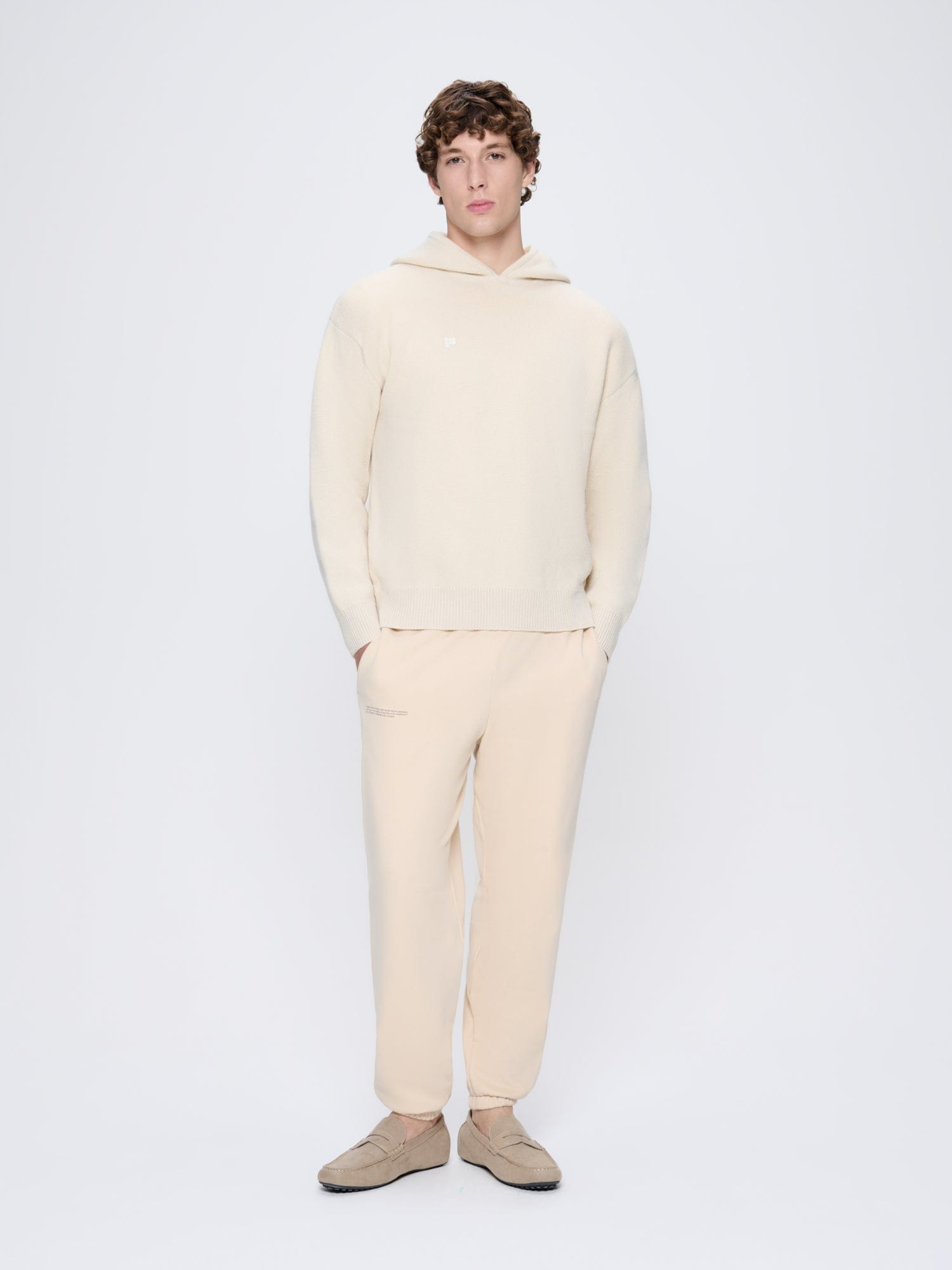 Mens DNA Recycled Cashmere Hoodie - Ecru Ivory - 3