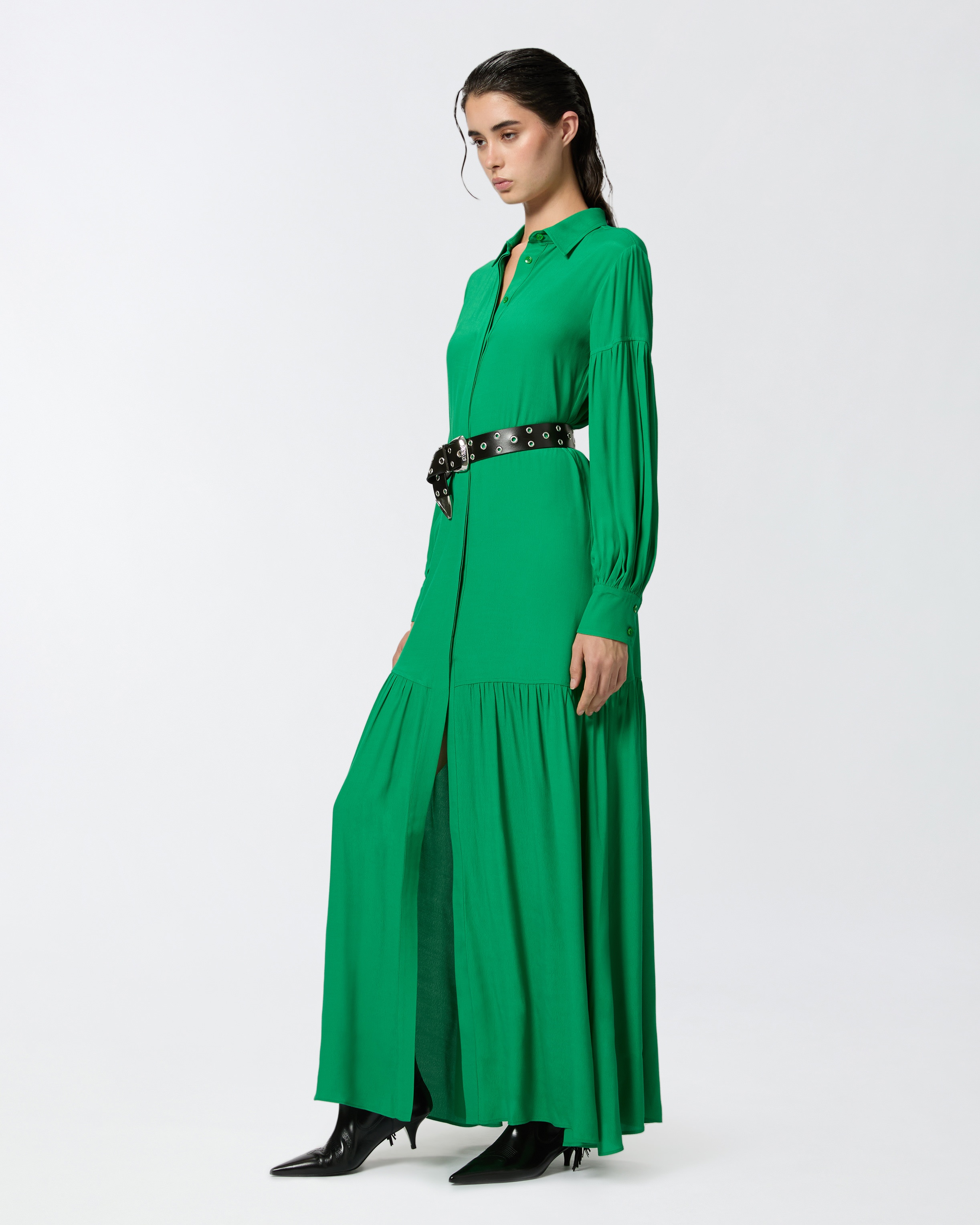 LONG BELTED SHIRT DRESS - 3