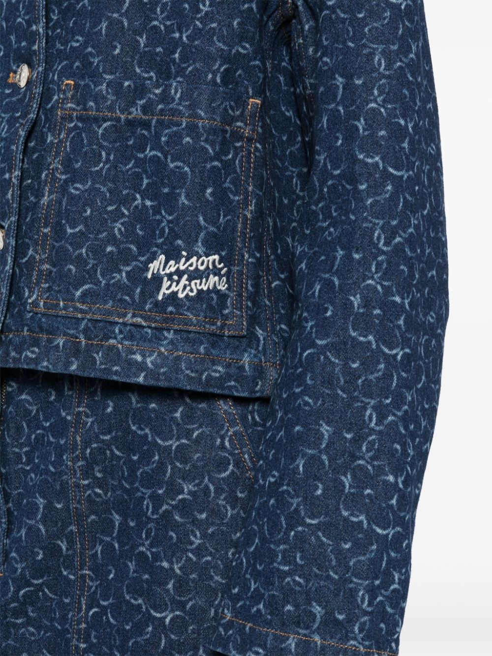 geometric-patterned denim jacket - 5