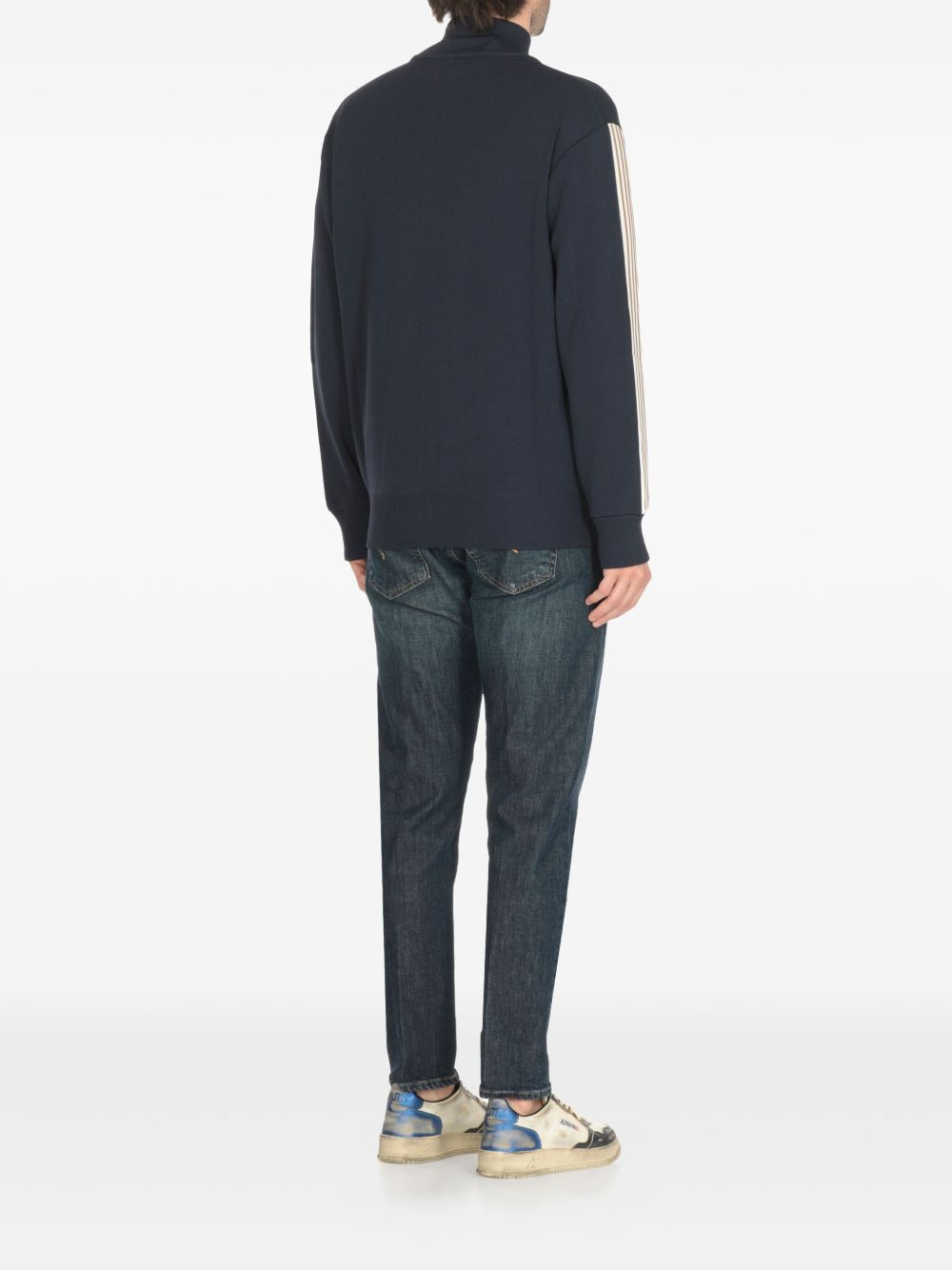 stripe-detail zip-up sweatshirt - 3