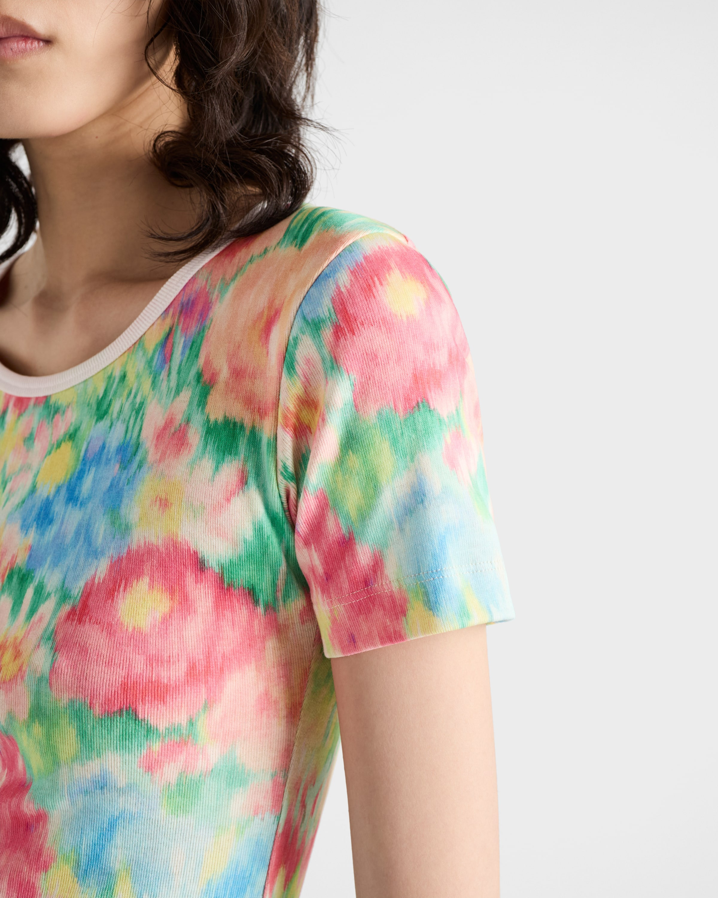 Printed ribbed knit cotton T-shirt - 3