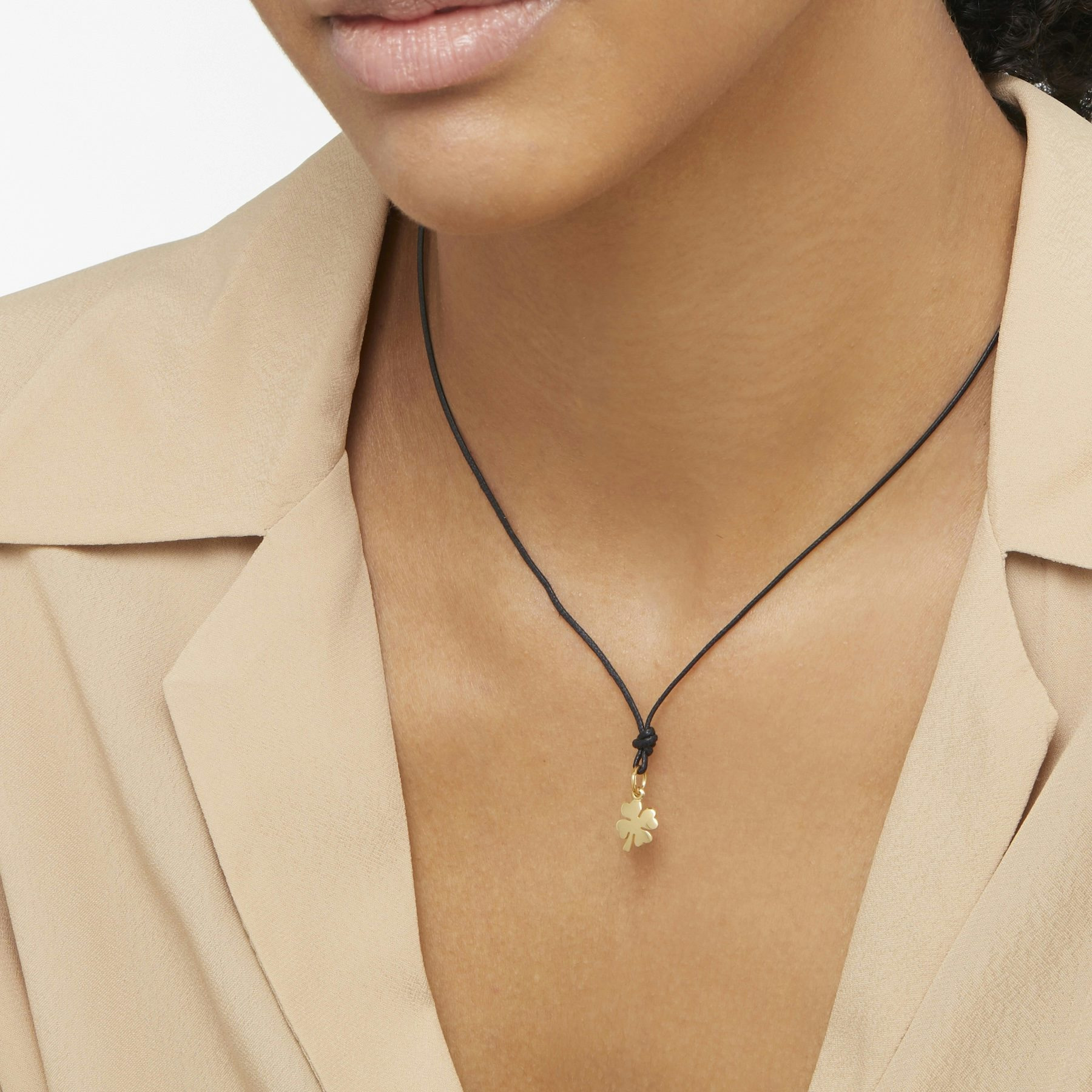 YELLOW GOLD FOUR LEAF CLOVER CHARM - 2