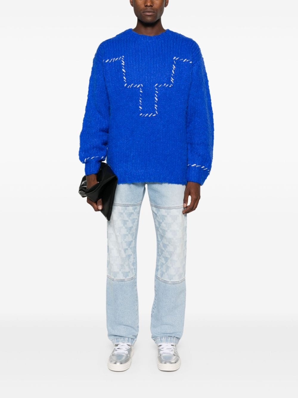 logo-embroidered chunky-knit jumper - 2