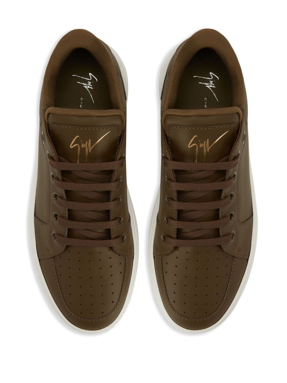 leather lace-up sneakers - 4
