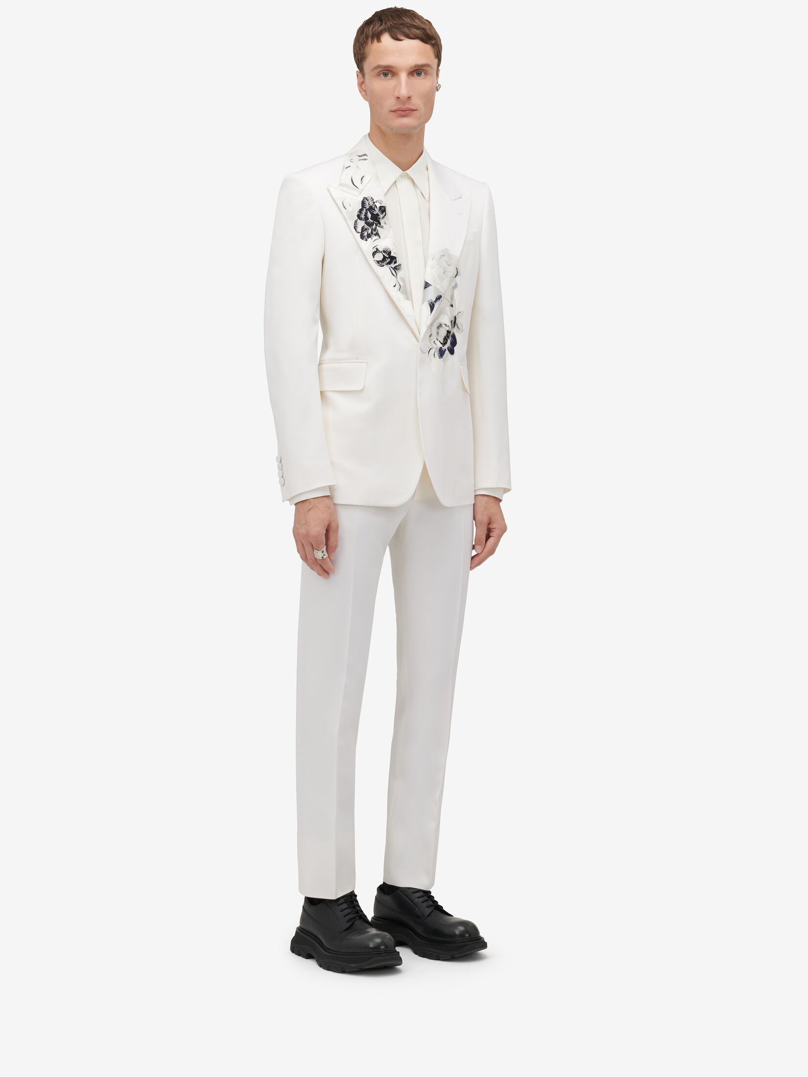 Men's Dutch Flower Single-breasted Jacket in Soft White - 3