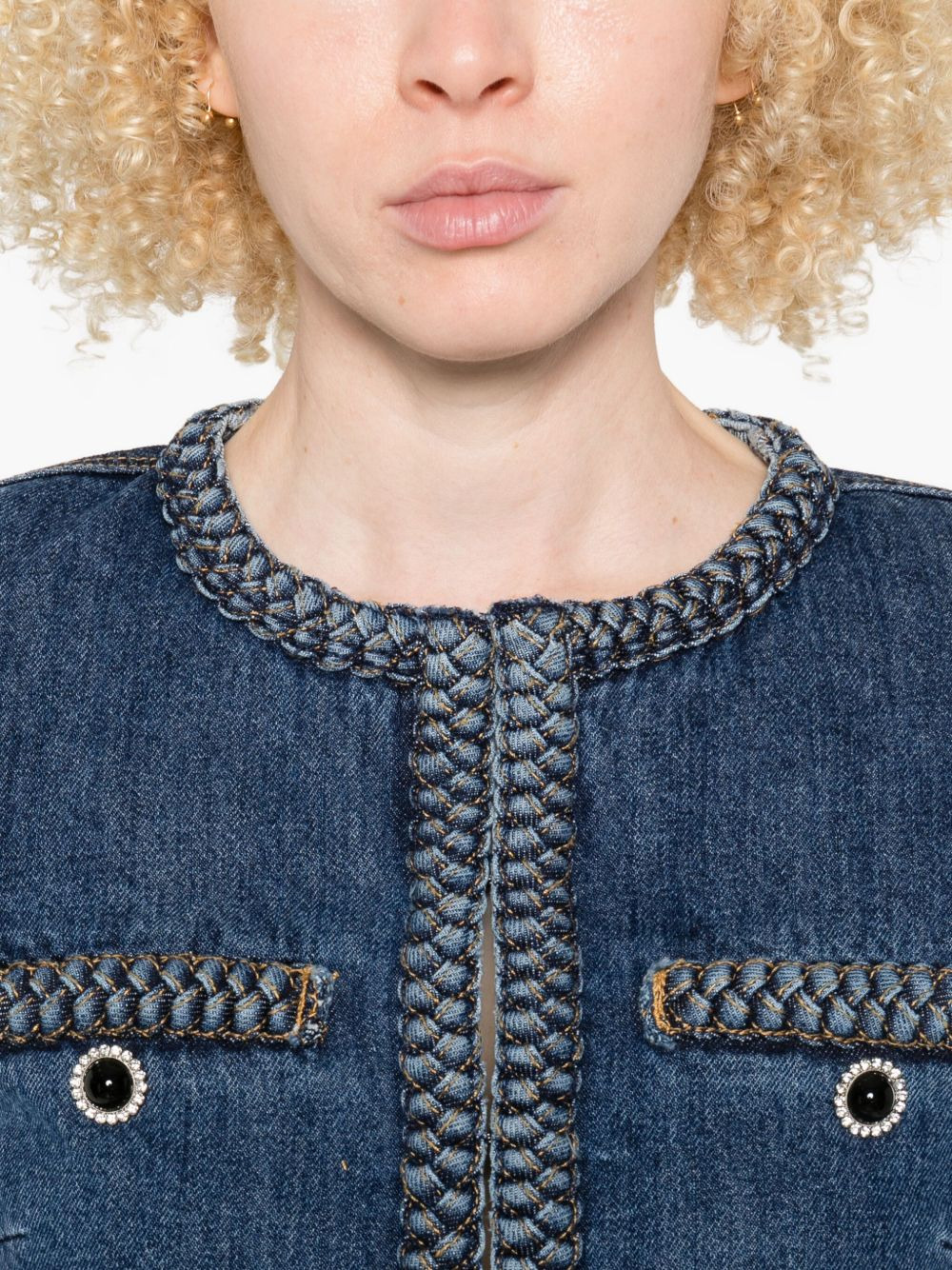 braided-trim denim jacket - 5