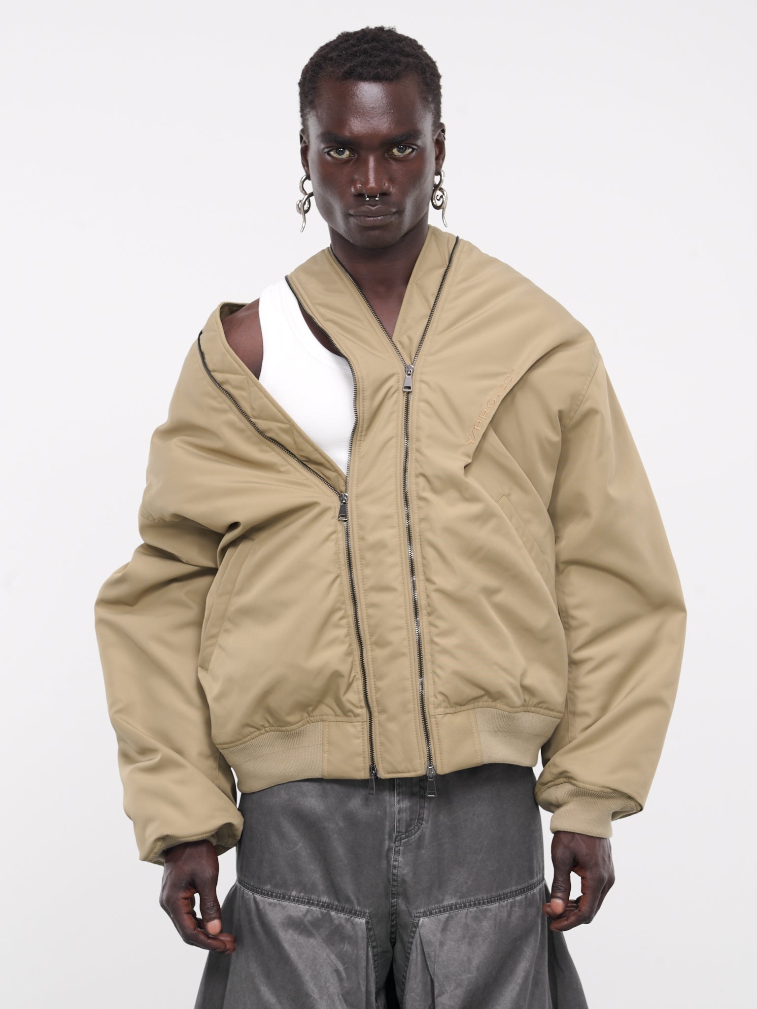 アウターその他 Y PROJECT 'Double Zip Pinched Logo' jacket Y/project Double Zip Pinched Logo Jacket In Beige | ModeSens