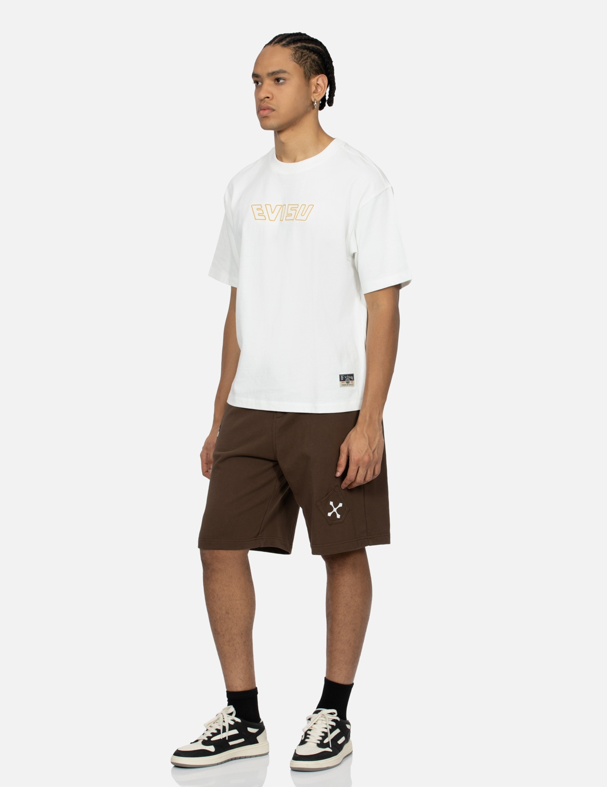 MULTI-POCKETS AND PRINT RELAX FIT SWEAT SHORTS - 4