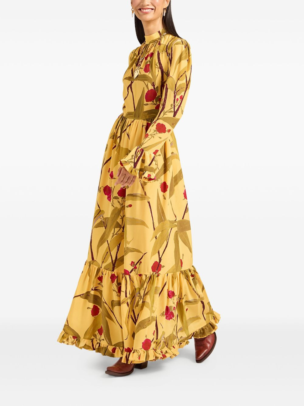 floral-print ruffled maxi day dress - 2