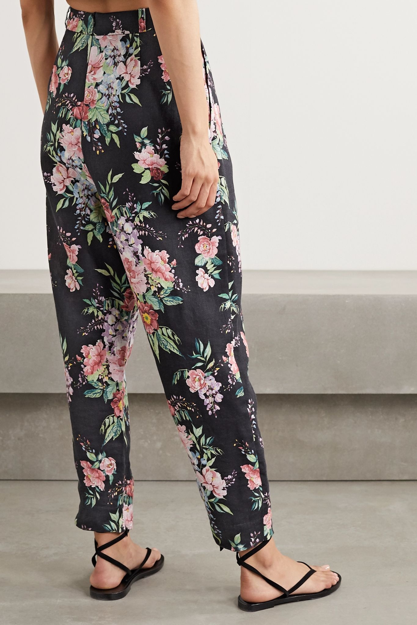 Bellitude floral-print linen tapered pants - 4