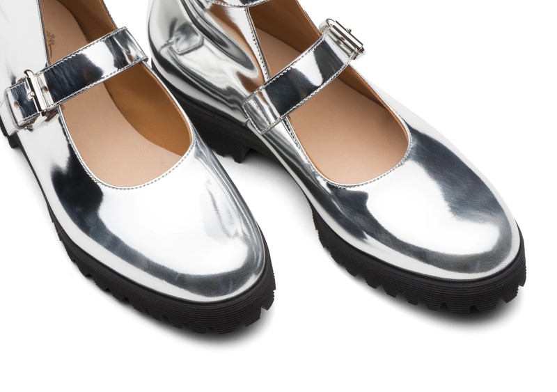 Kn2
Mirror Calf Leather Mary Jane Boot Silver 4