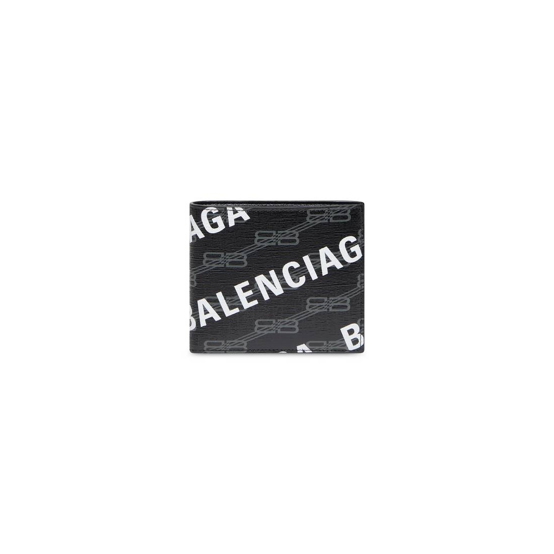 signature square folded coin wallet bb monogram coated canvas and allover logo - 1