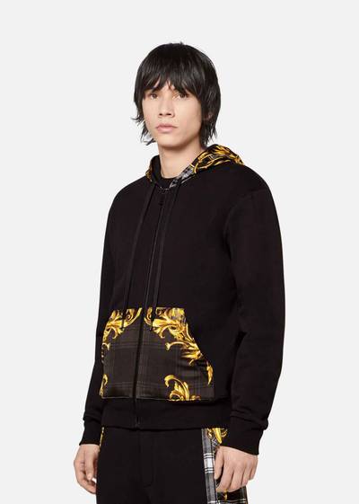 VERSACE JEANS COUTURE Tartan Baroque Print Accent Hoodie outlook