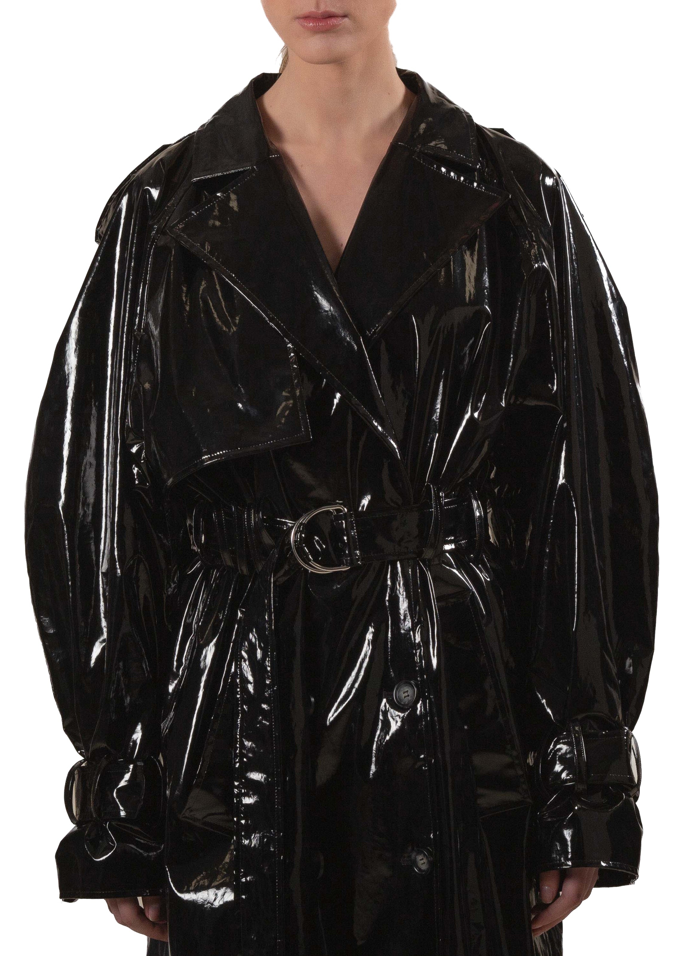 Vinyl Trench Coat Black - 2