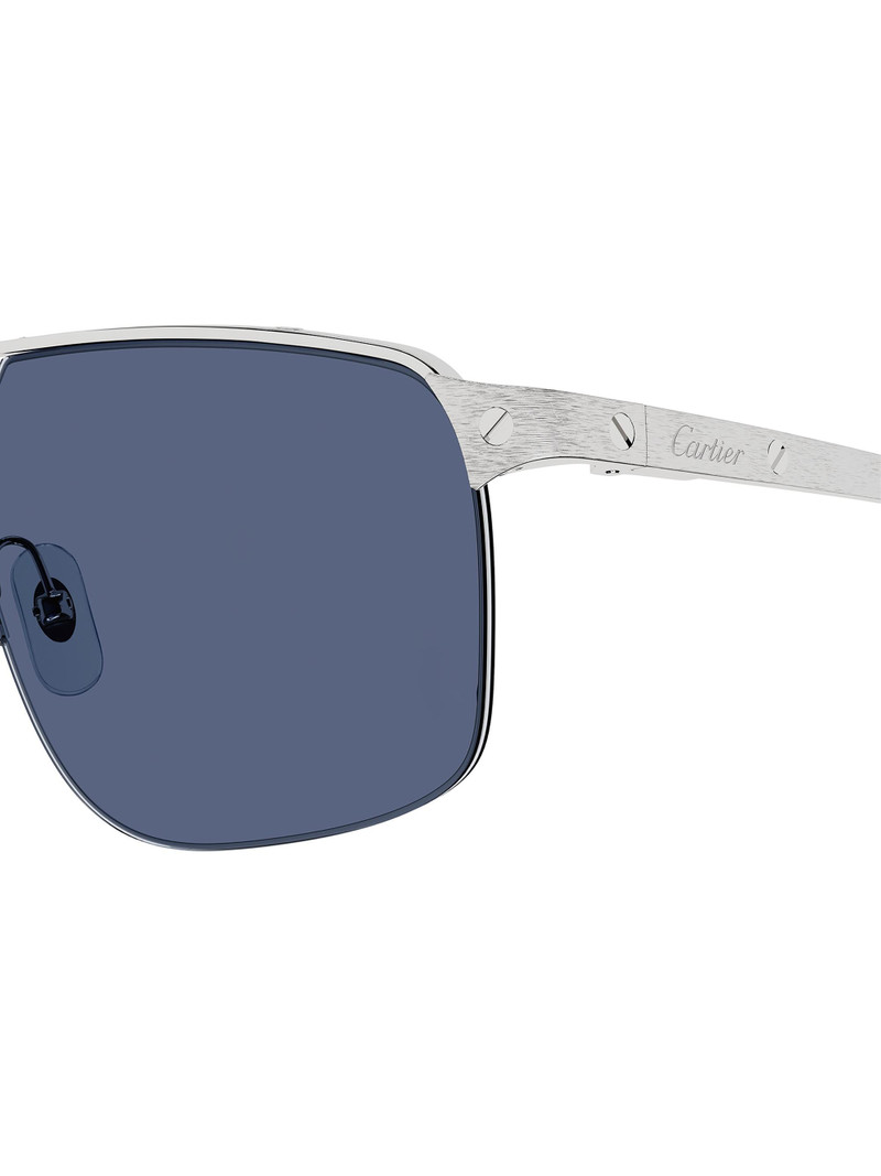 Men's Santos Evolution 60MM Platinum-Plated Navigator Sunglasses - Silver 1