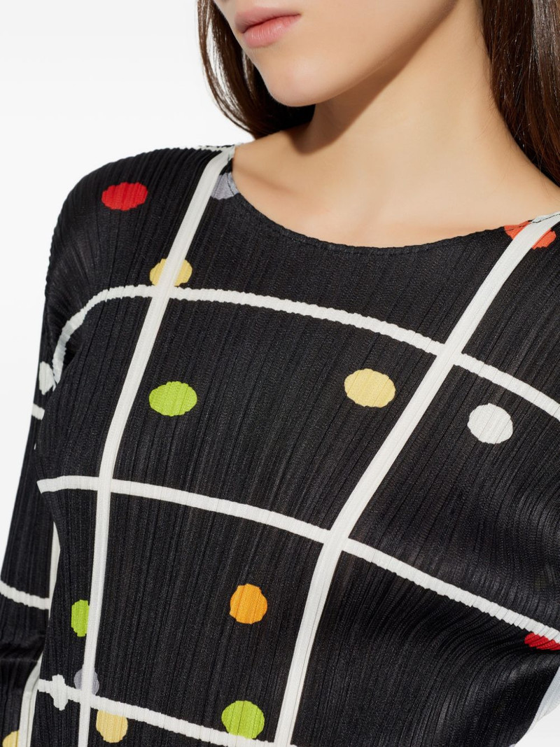pleated grid print dress 4