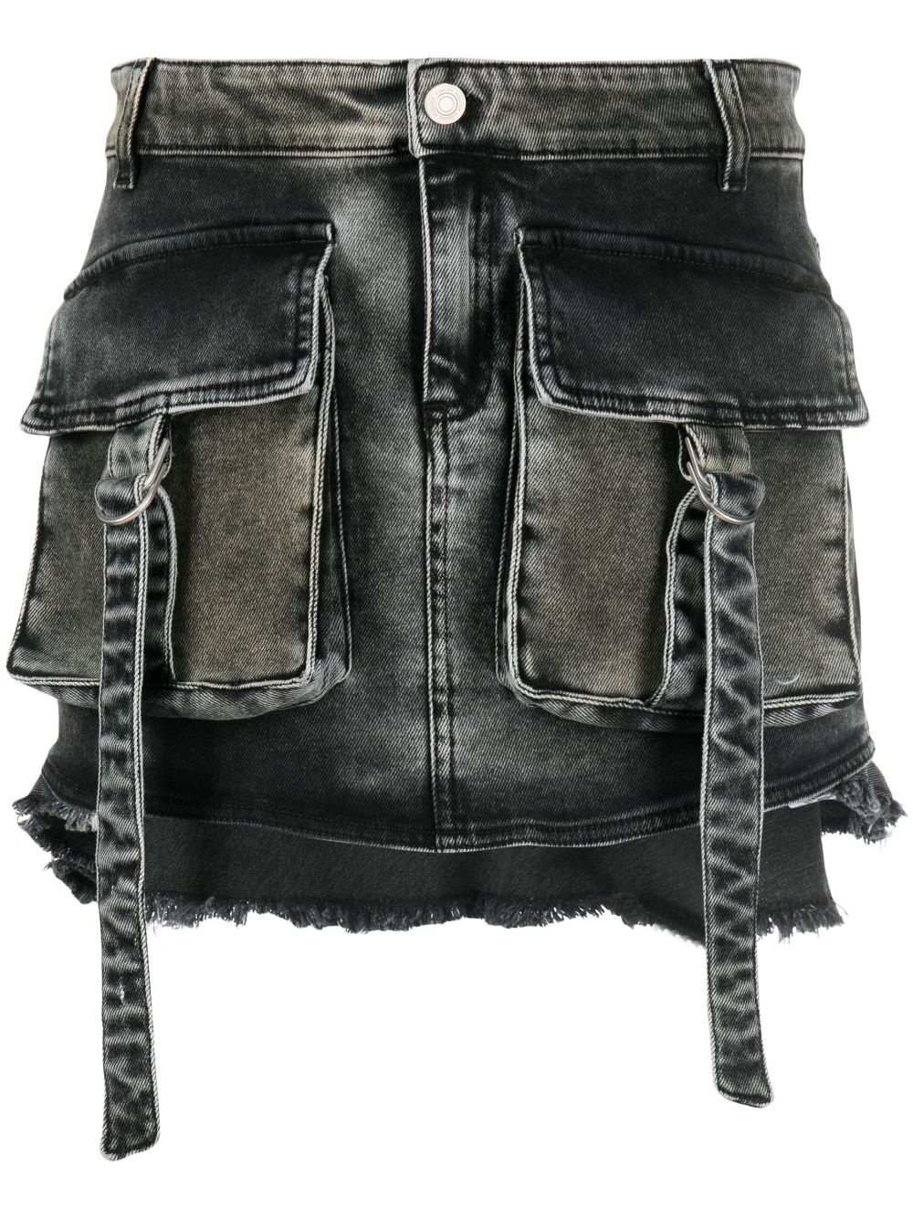 asymmetric denim cargo skirt - 1