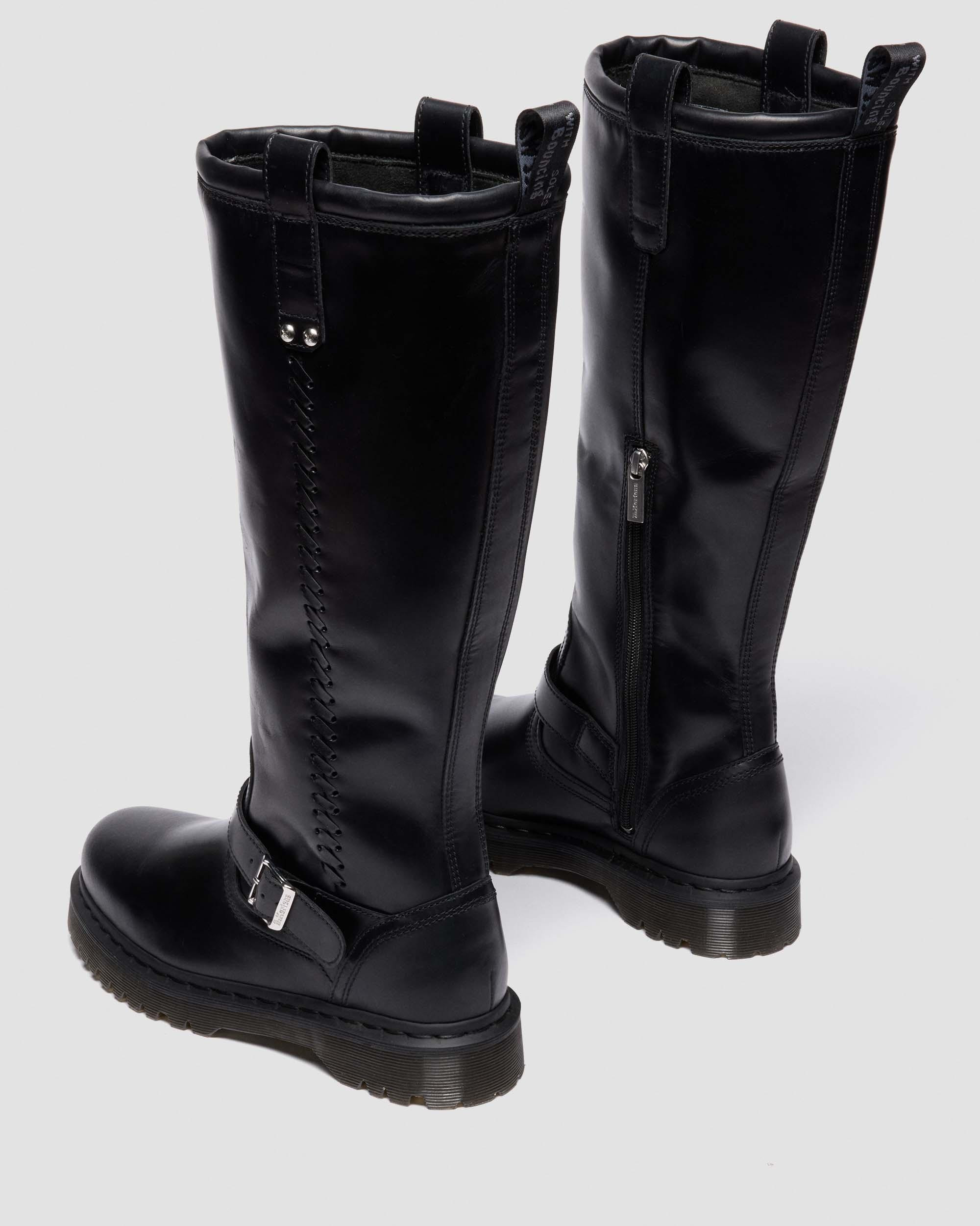Anistone Knee High Orleans Leather Biker Boots - 5