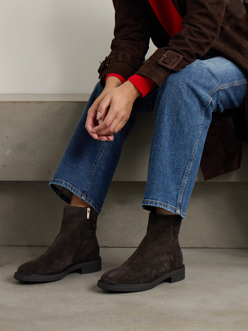 Gianvito Rossi Lexington 20 Leather-trimmed Suede Ankle Boots outlook