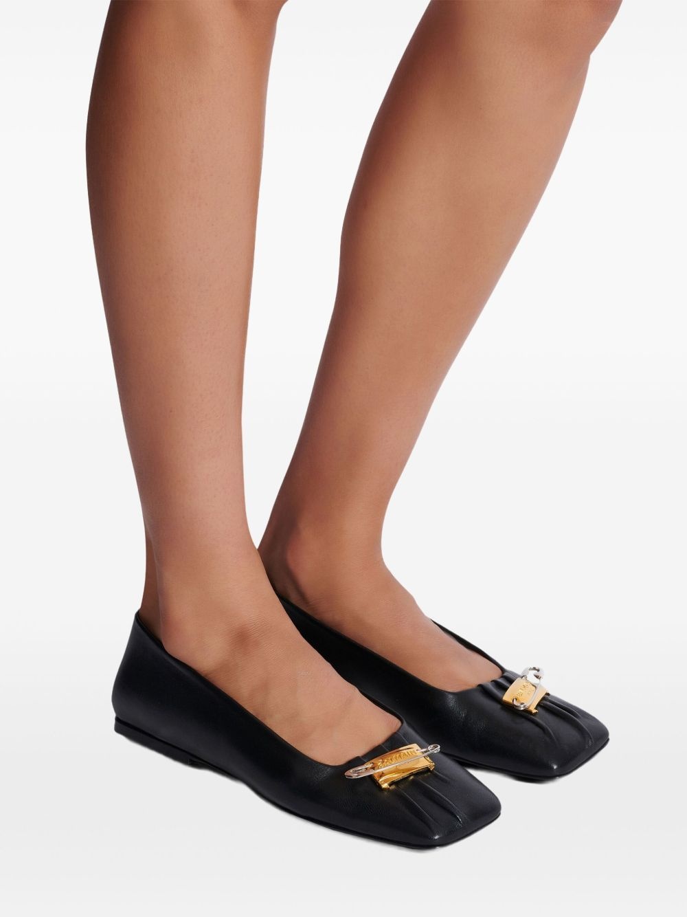 safety pin detail leather ballerinas - 7