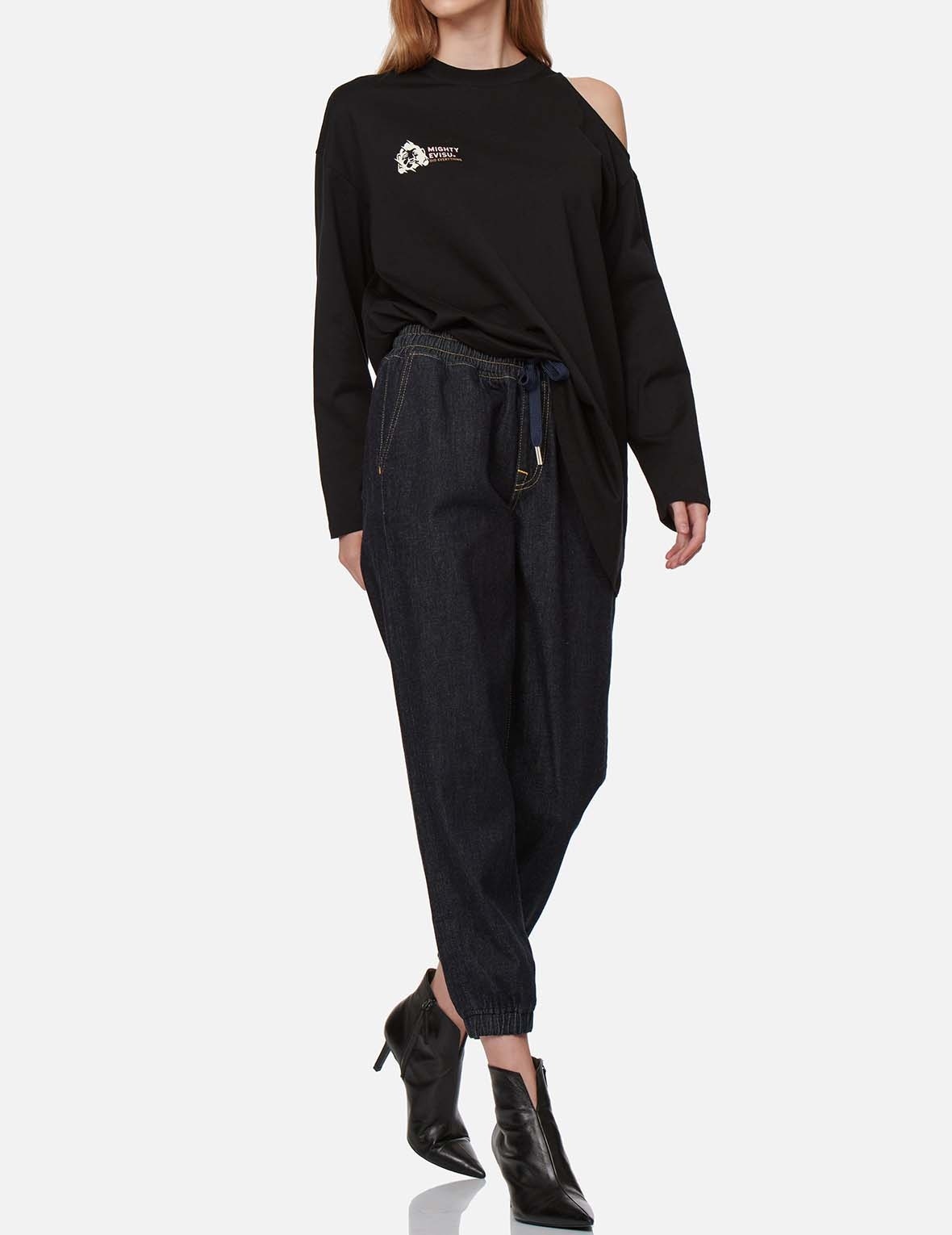 DISCHARGED CHRYSANTHEMUM DENIM JOGGER PANTS - 6