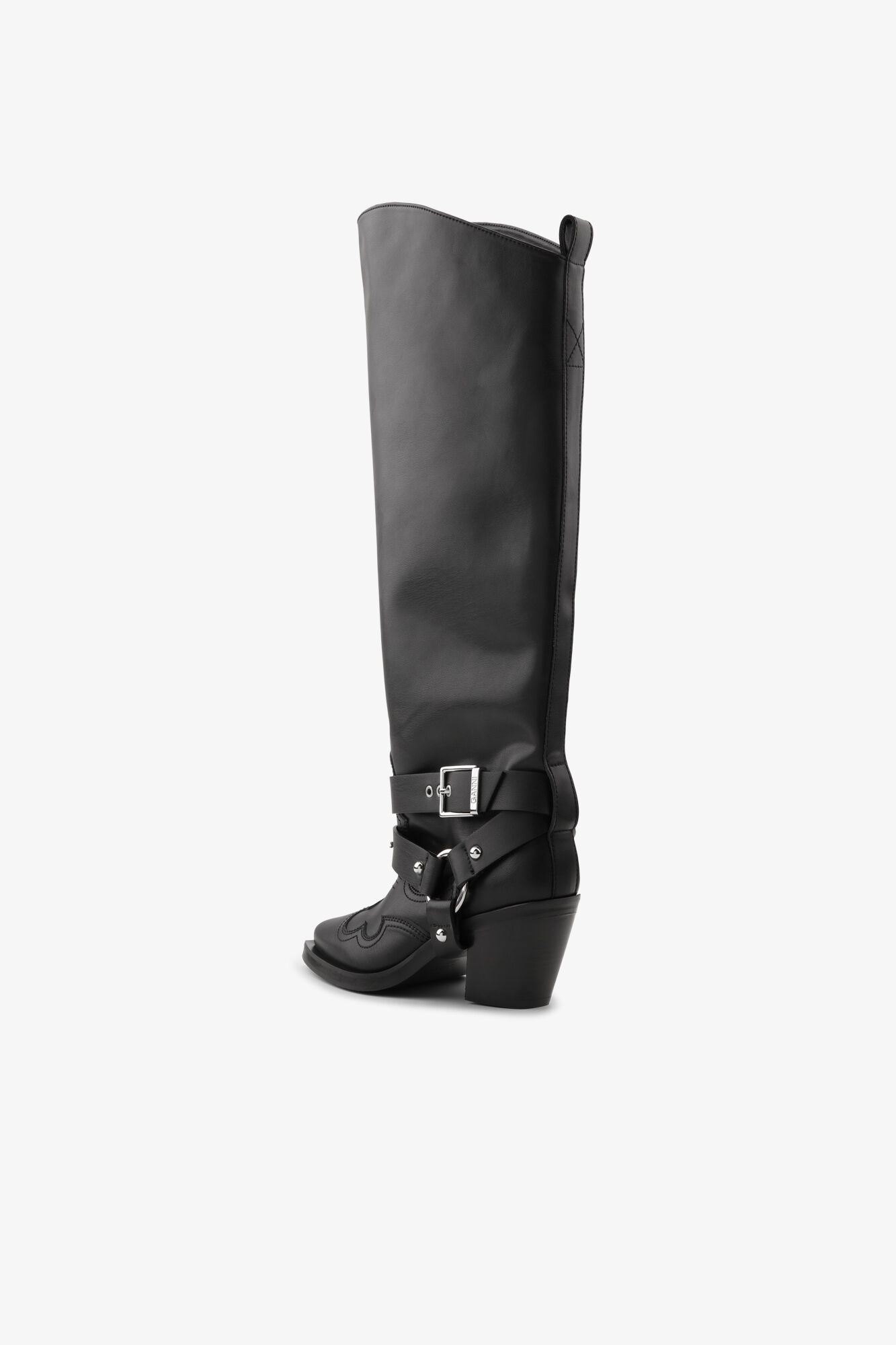BLACK HIGH SHAFT EMBROIDERED WESTERN BOOTS - 3
