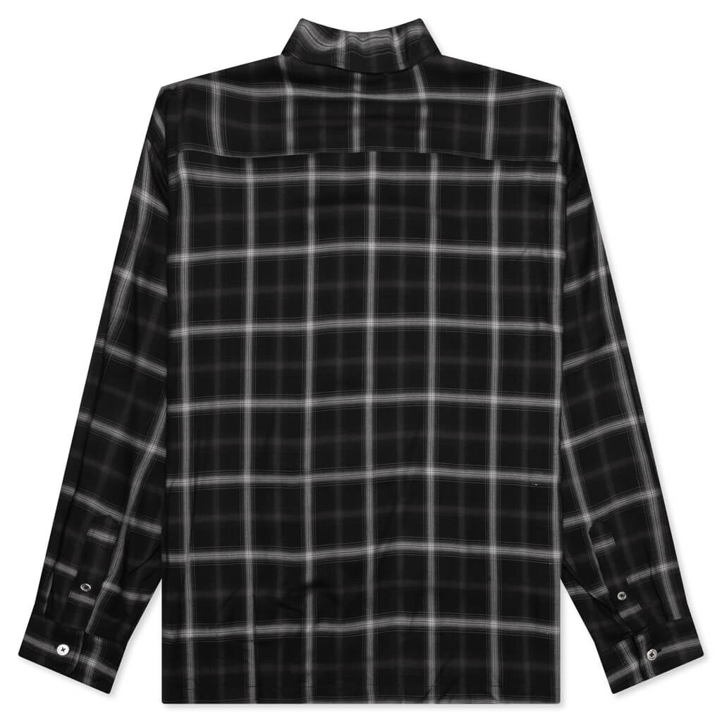 SHADOW PLAID RAYON SHIRT - BLACK - 2