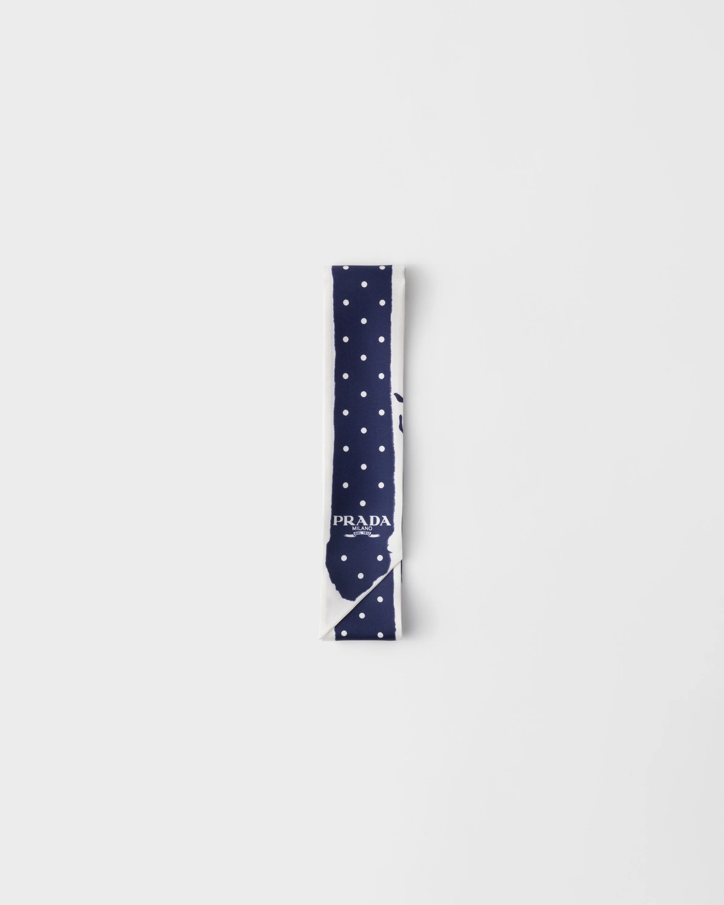Printed twill skinny scarf - 1