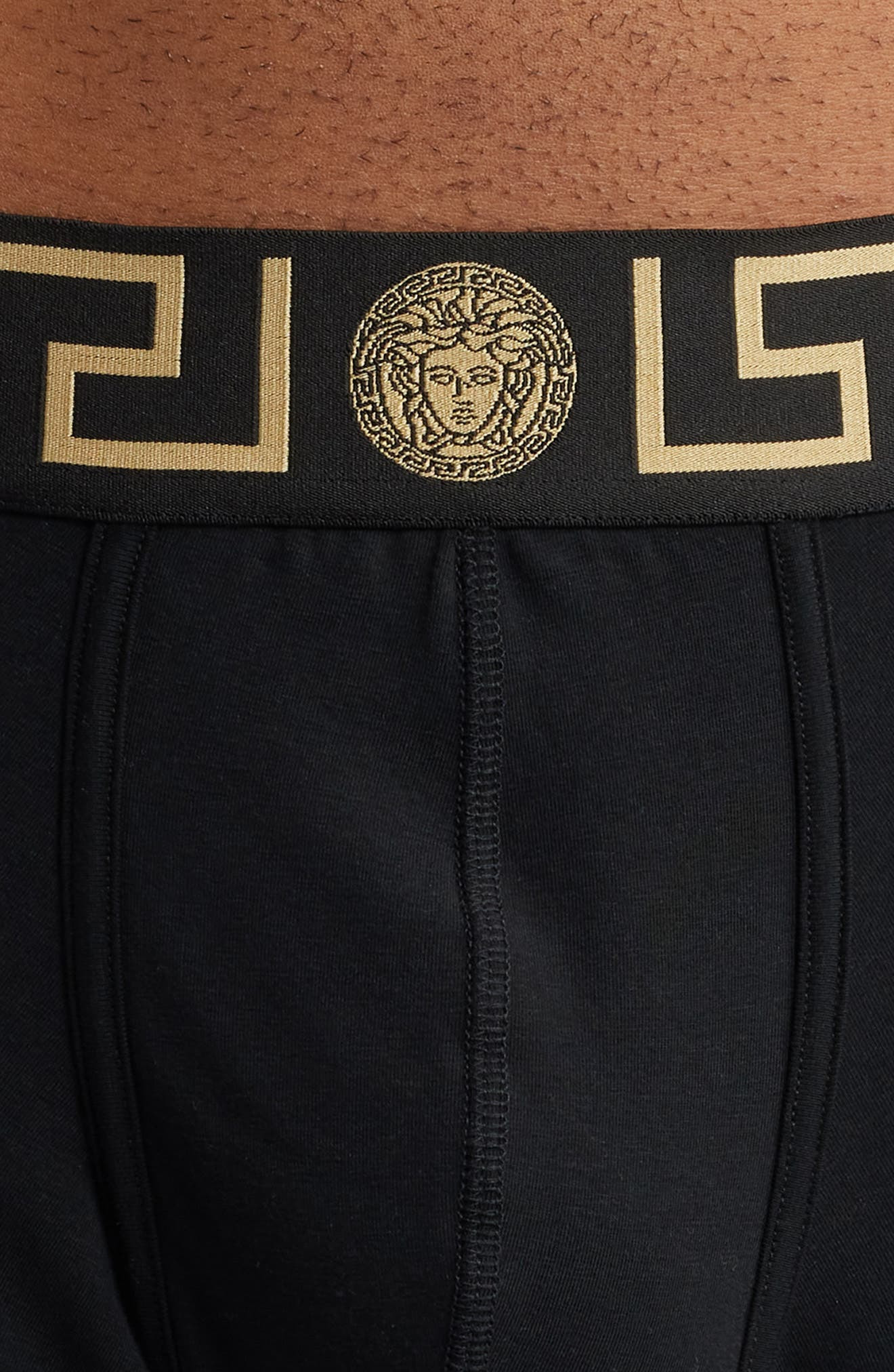 Versace Greek Key Jersey Boxer Briefs in Black Gold Greek Key at Nordstrom - 4