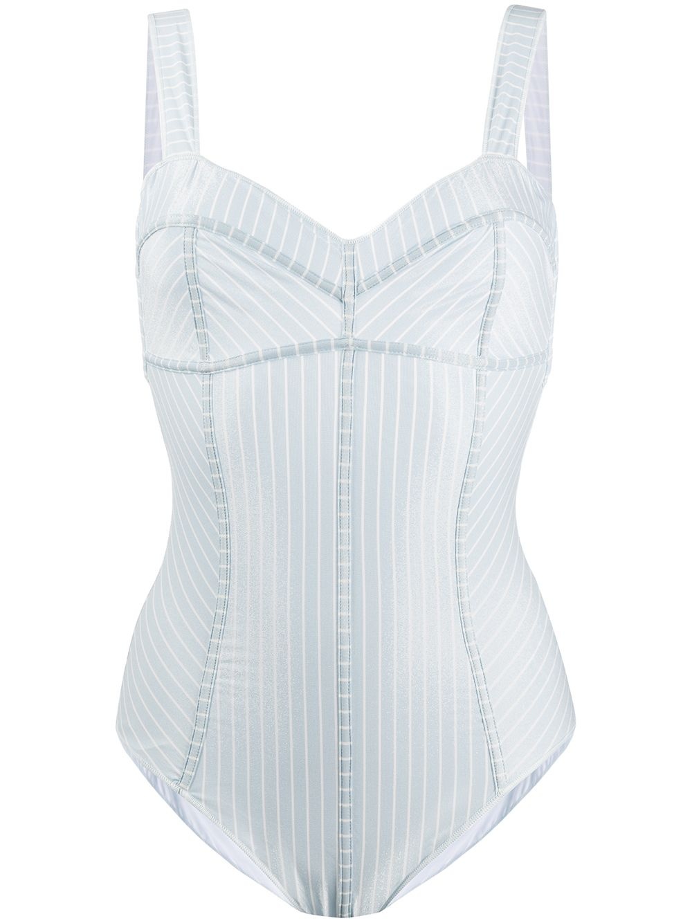 striped tie back swimsuit - 1