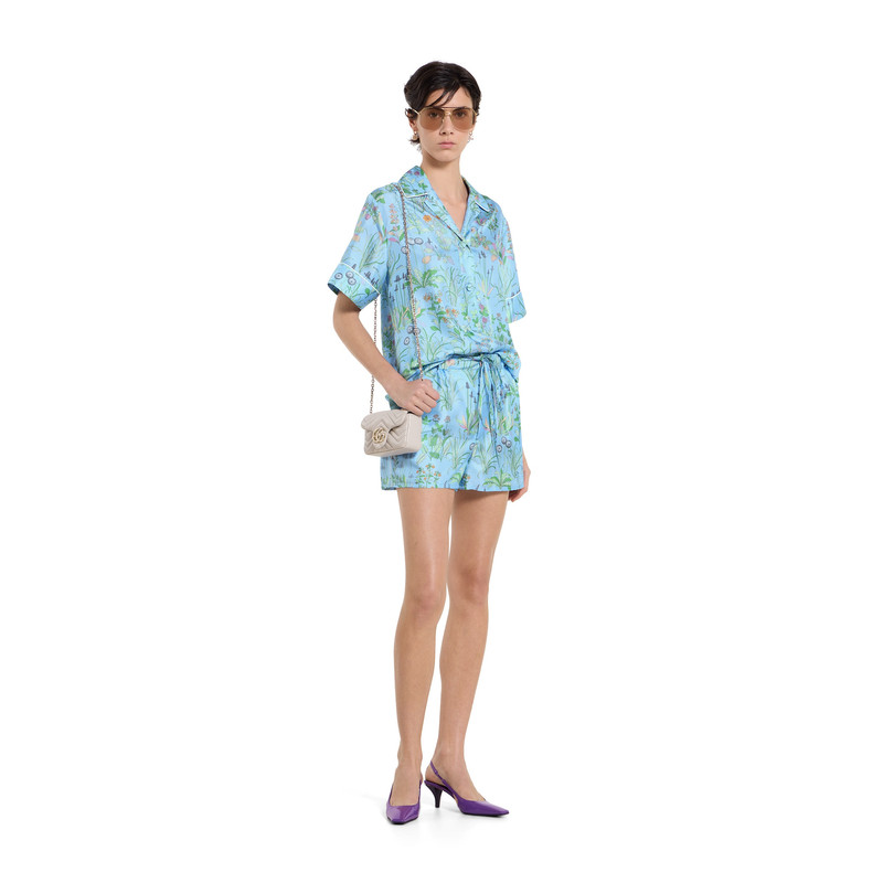 GUCCI Printed silk twill shorts outlook