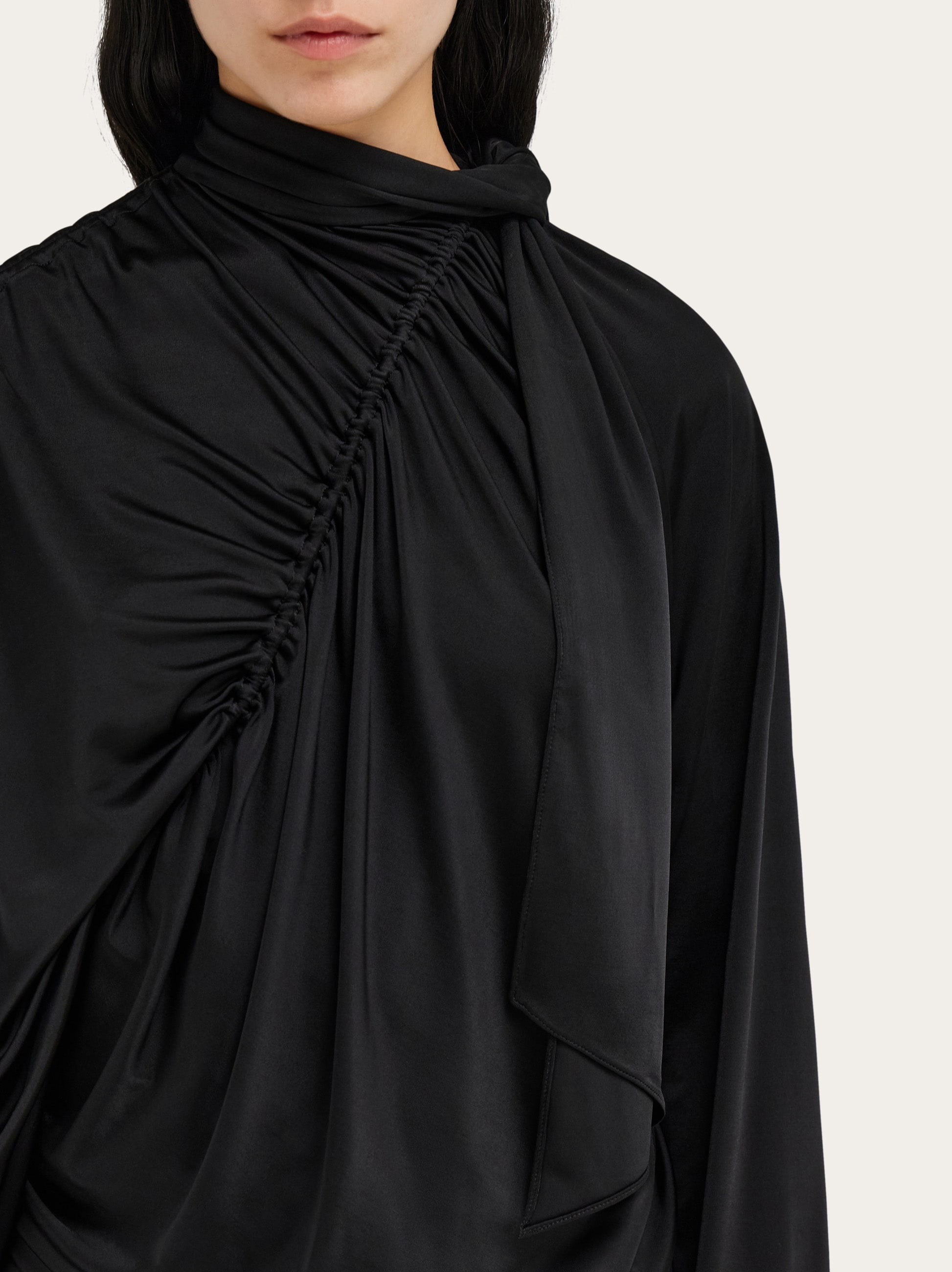 Long sleeved mini dress with gathered detail - 5