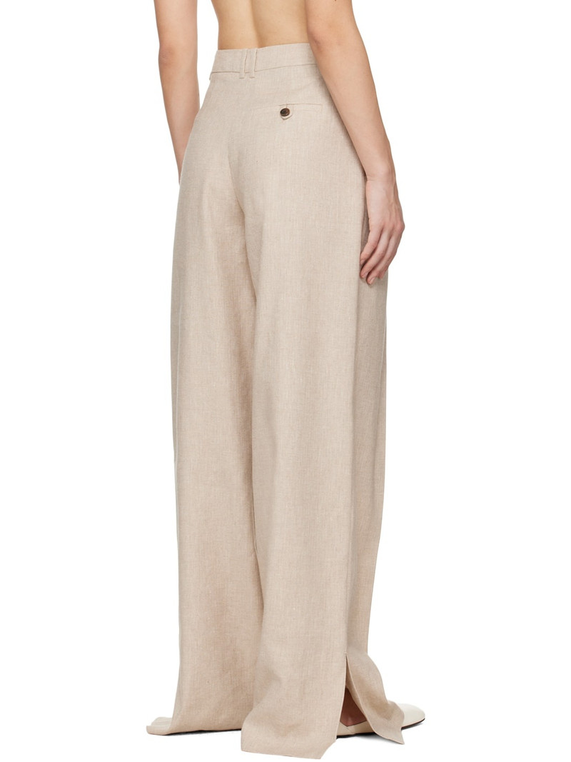 Beige Lino Trousers 3
