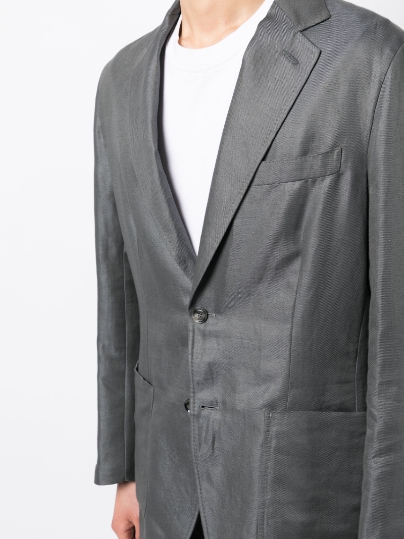 single-breasted linen-blend tailored jacket - 5
