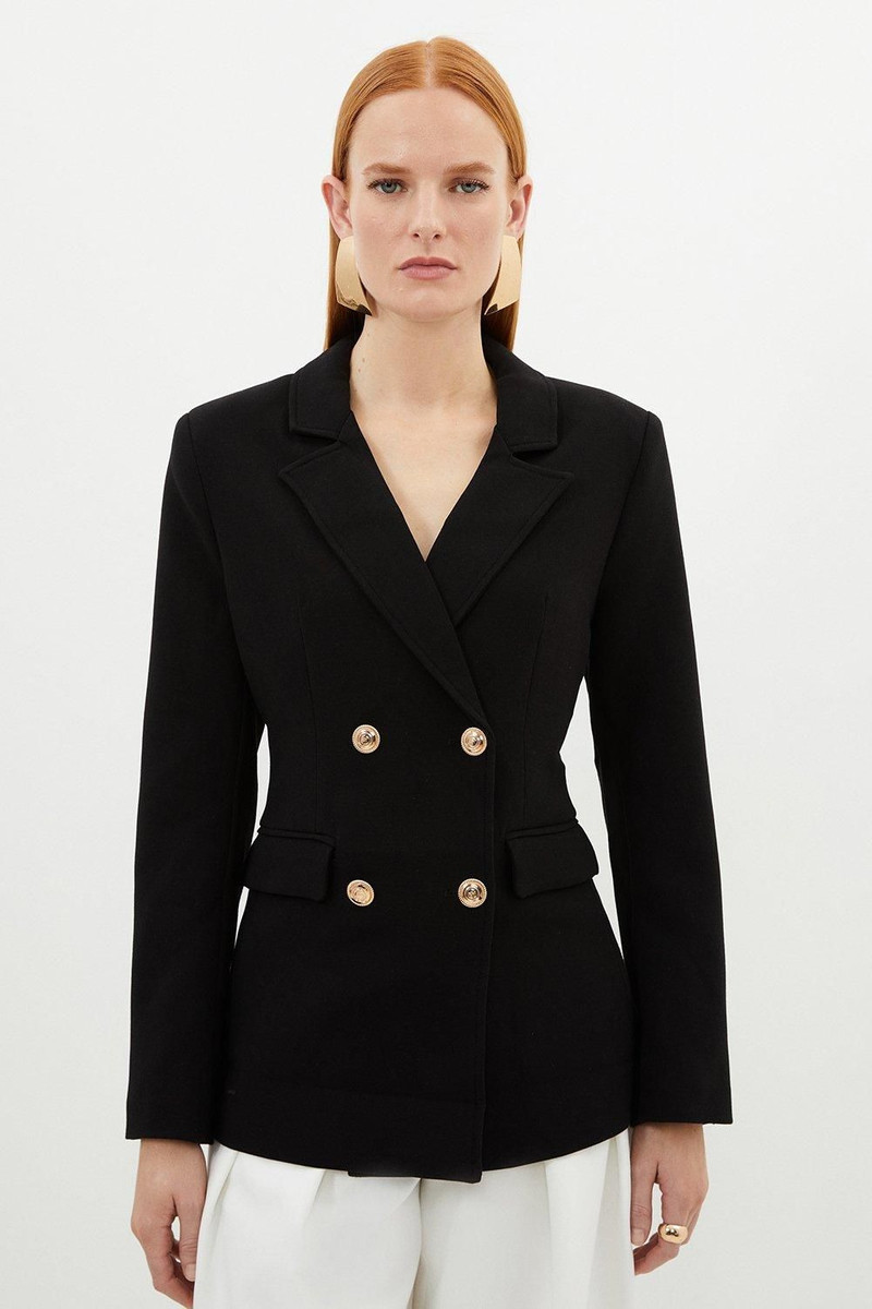 Petite Compact Essential Tailored Double Breasted Blazer 1
