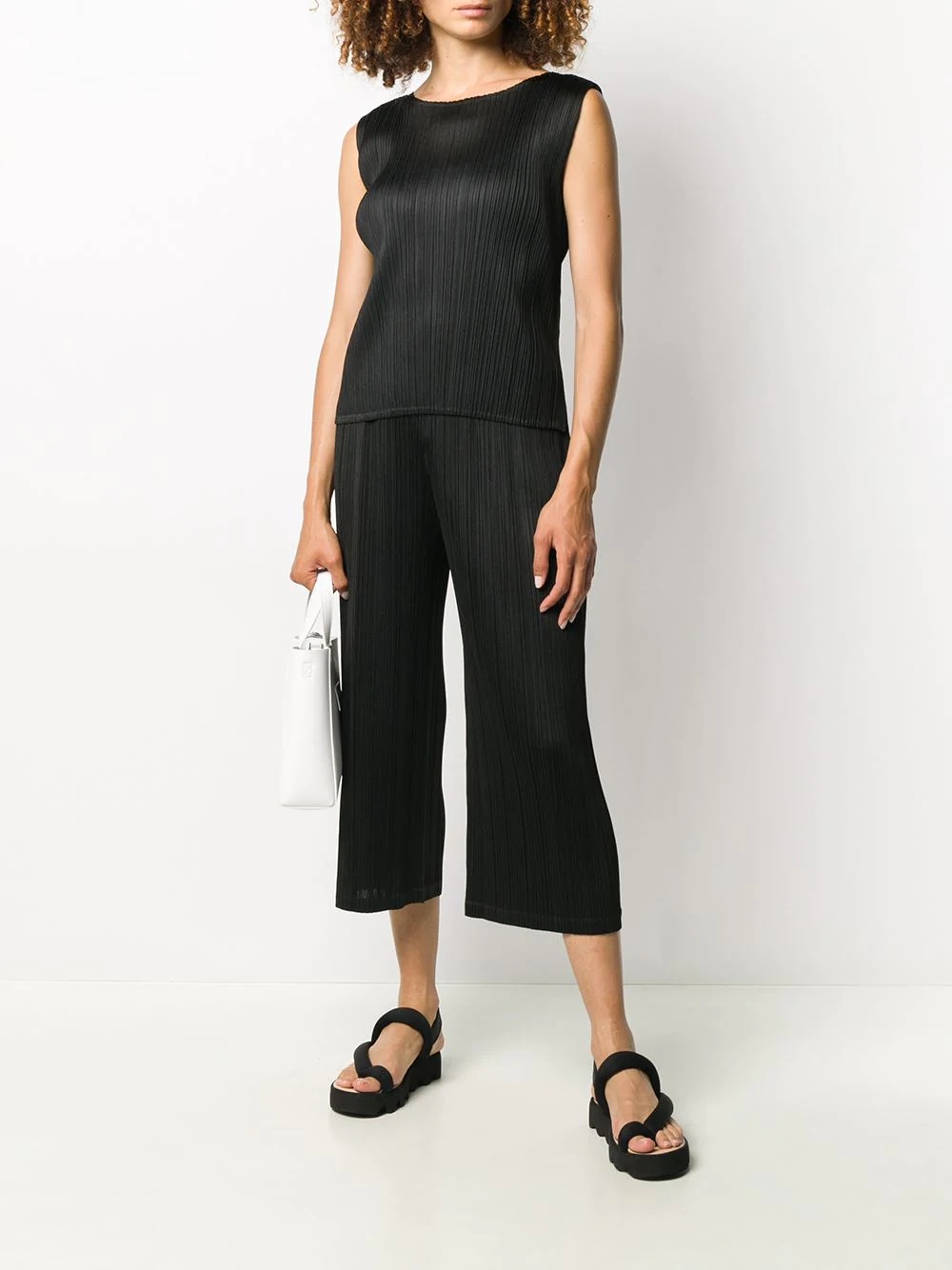 flared pleated crop trousers - 2