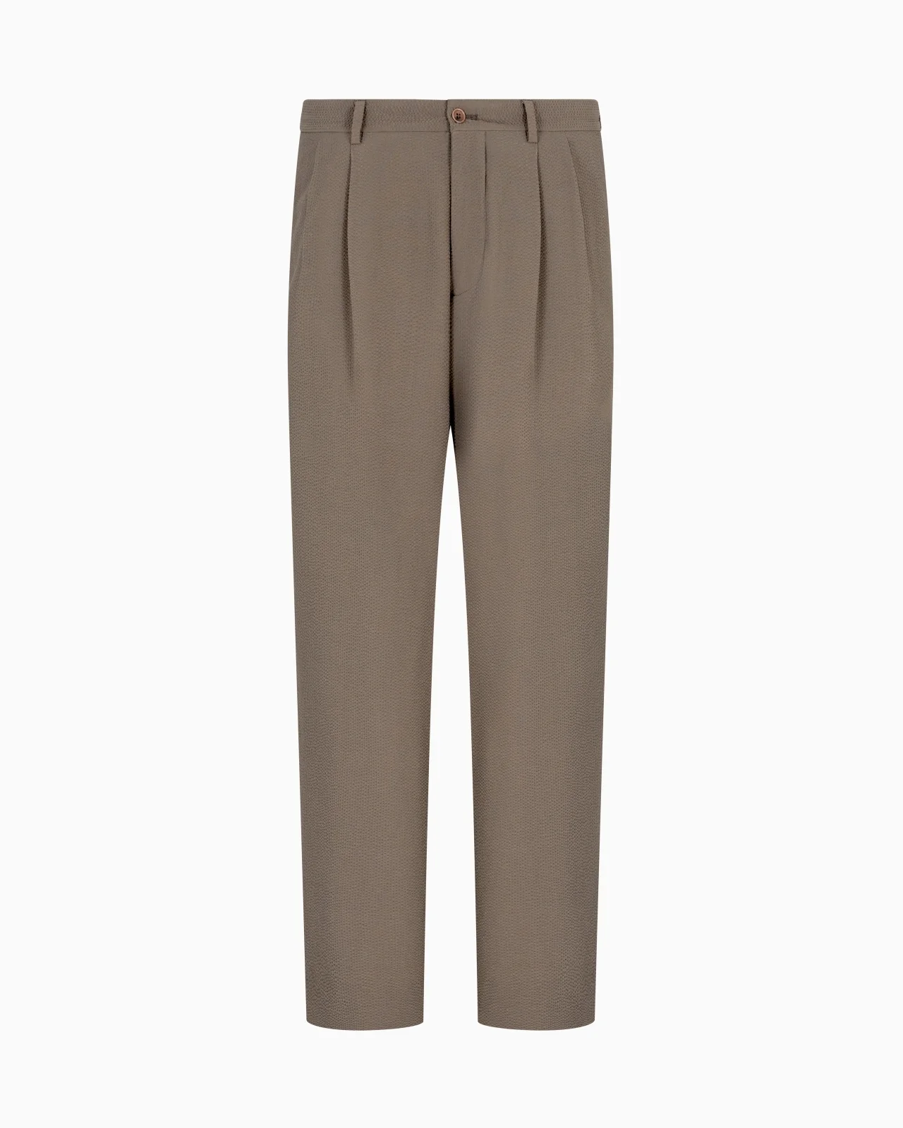 STRETCH WOOL SEERSUCKER DOUBLE-PLEAT TROUSERS - 1